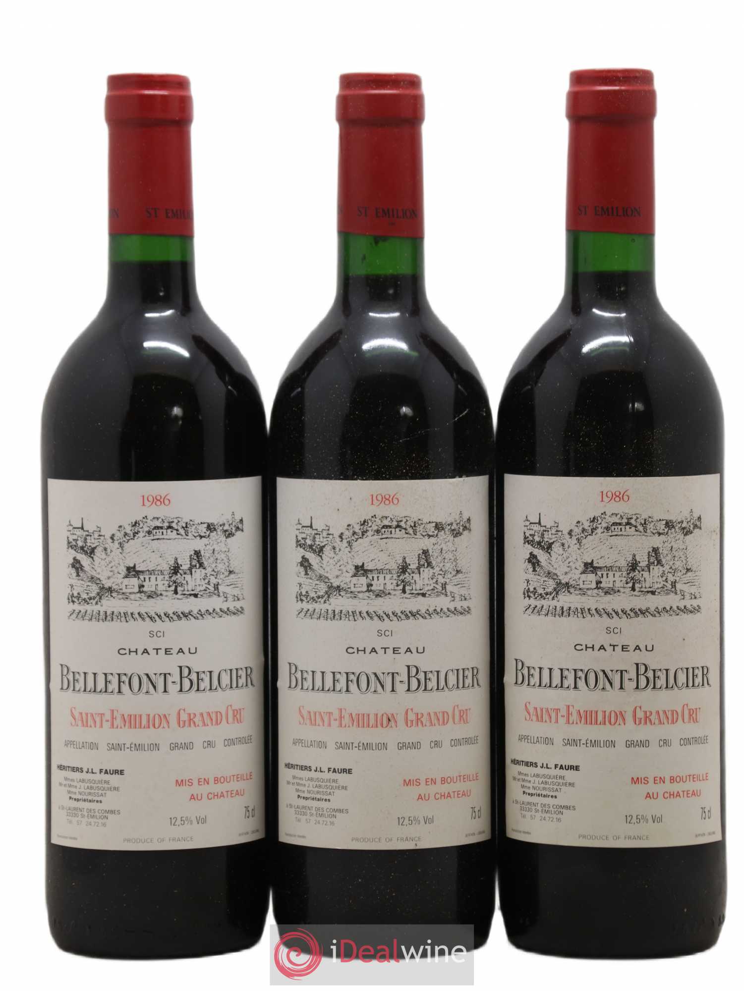 Château Bellefont-Belcier Grand Cru Classé 1986 - Lot de 12 bouteilles - 1