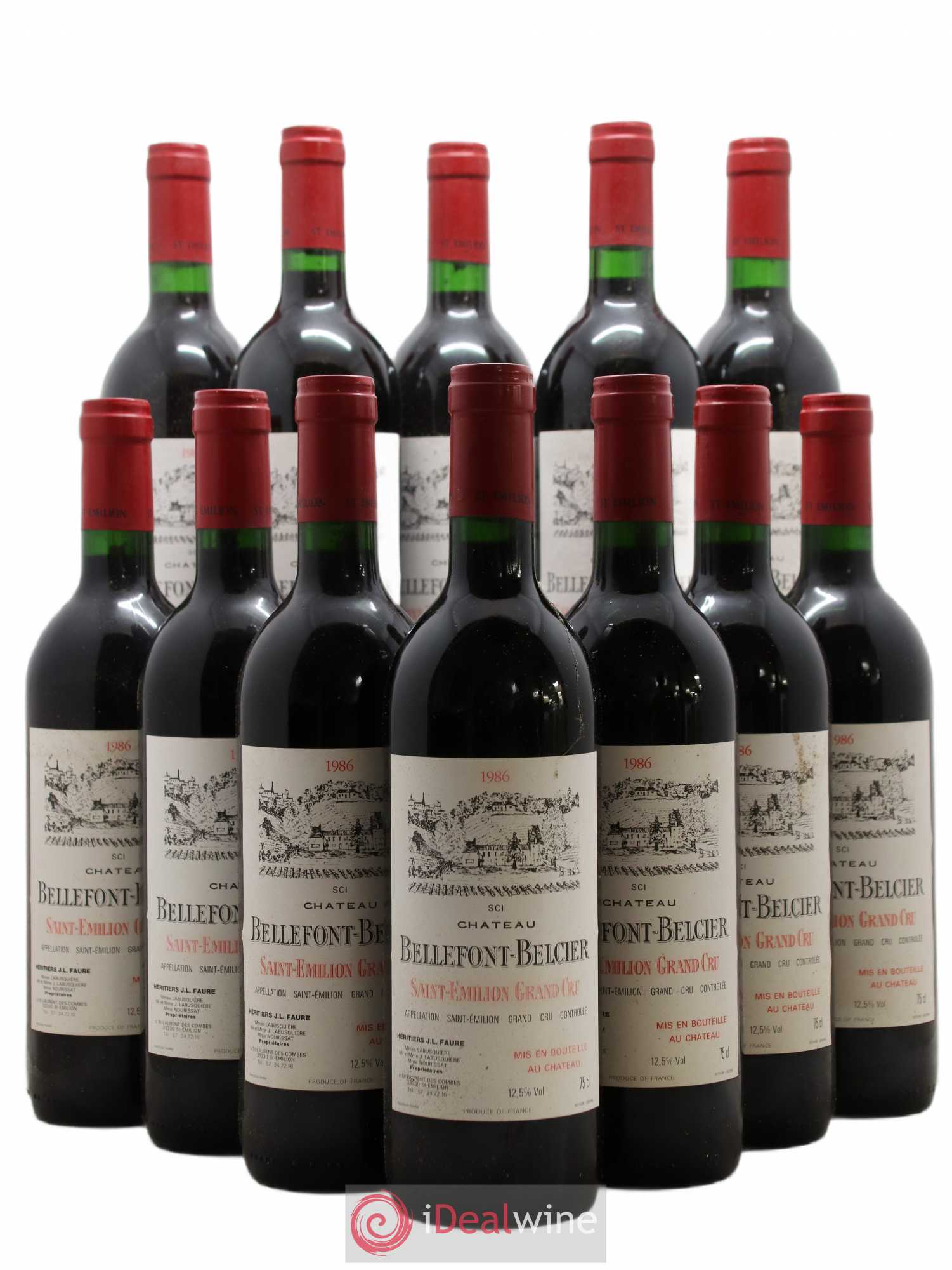 Château Bellefont-Belcier Grand Cru Classé 1986 - Lot de 12 bouteilles - 0
