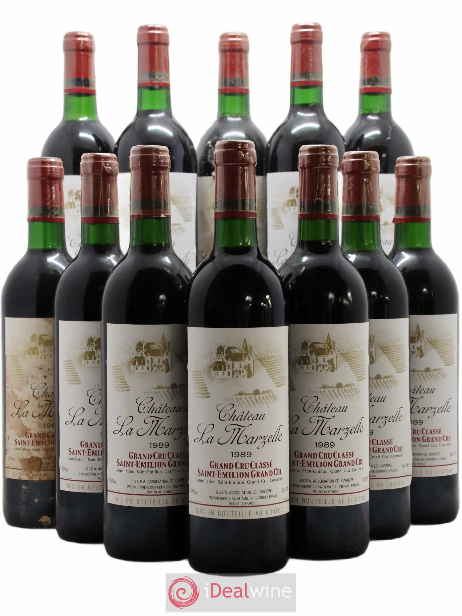Château La Marzelle Grand Cru Classé 1989 - Lot de 12 bouteilles - 0