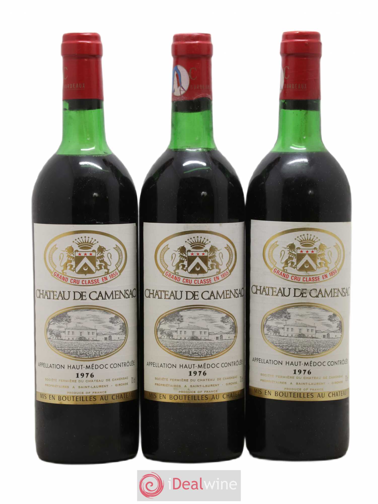 Château Camensac 5ème Grand Cru Classé 1976 - Lot de 3 bouteilles - 0