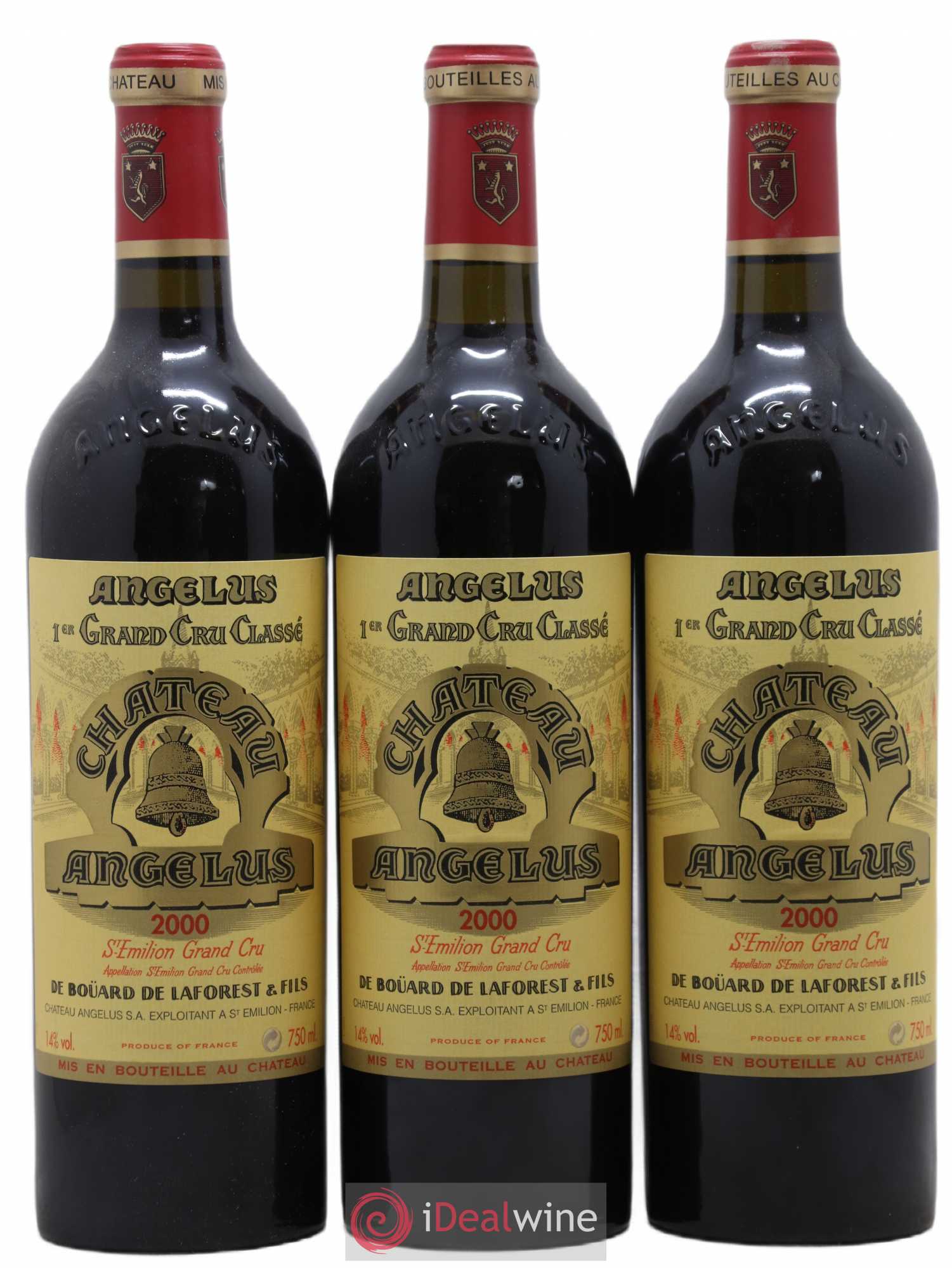 Château Angélus 1er Grand Cru Classé A 2000 - Lot de 3 bouteilles - 0