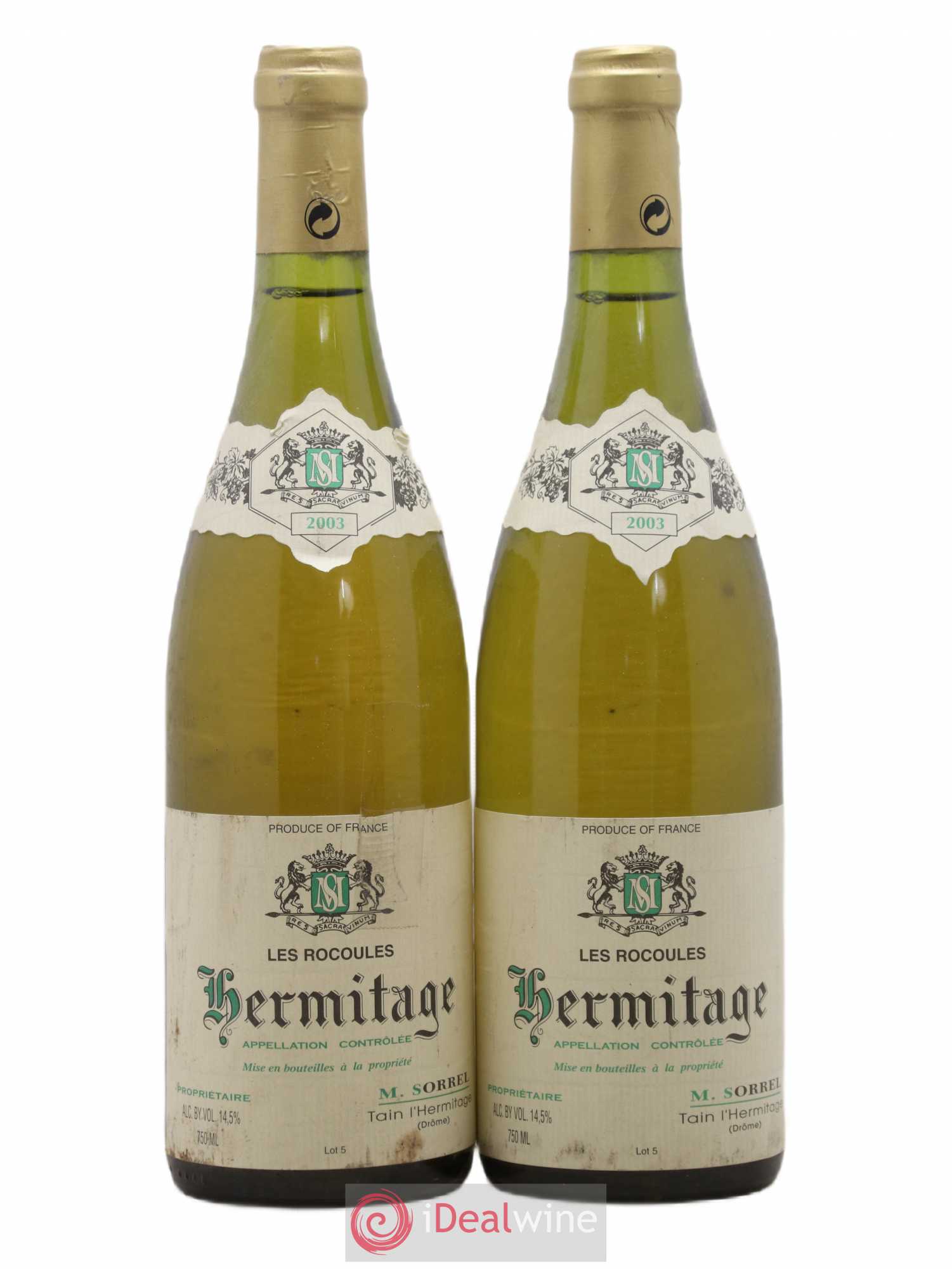 Hermitage Les Rocoules Marc Sorrel 2003 - Lot de 2 bouteilles - 0