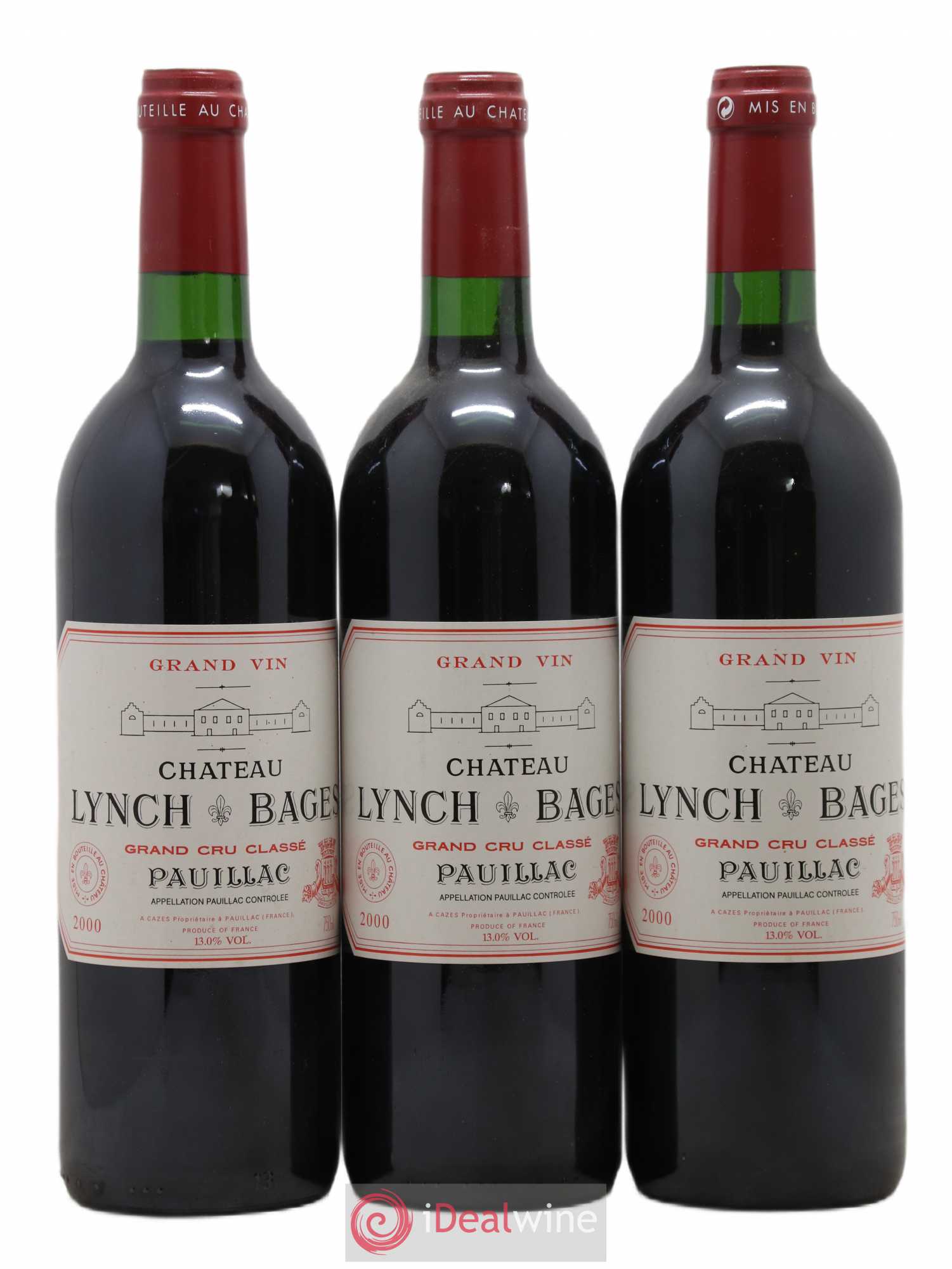 Château Lynch Bages 5ème Grand Cru Classé 2000 - Lot de 3 bouteilles - 0