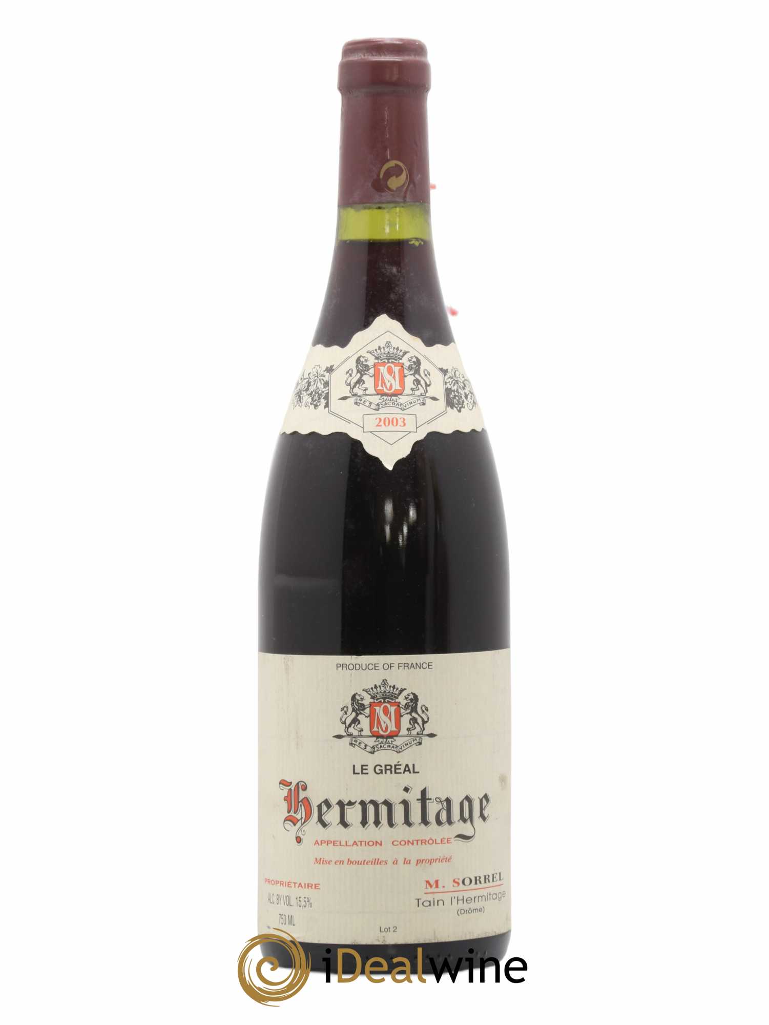 Hermitage Le Gréal Marc Sorrel 2003 - Lot de 1 bouteille - 0