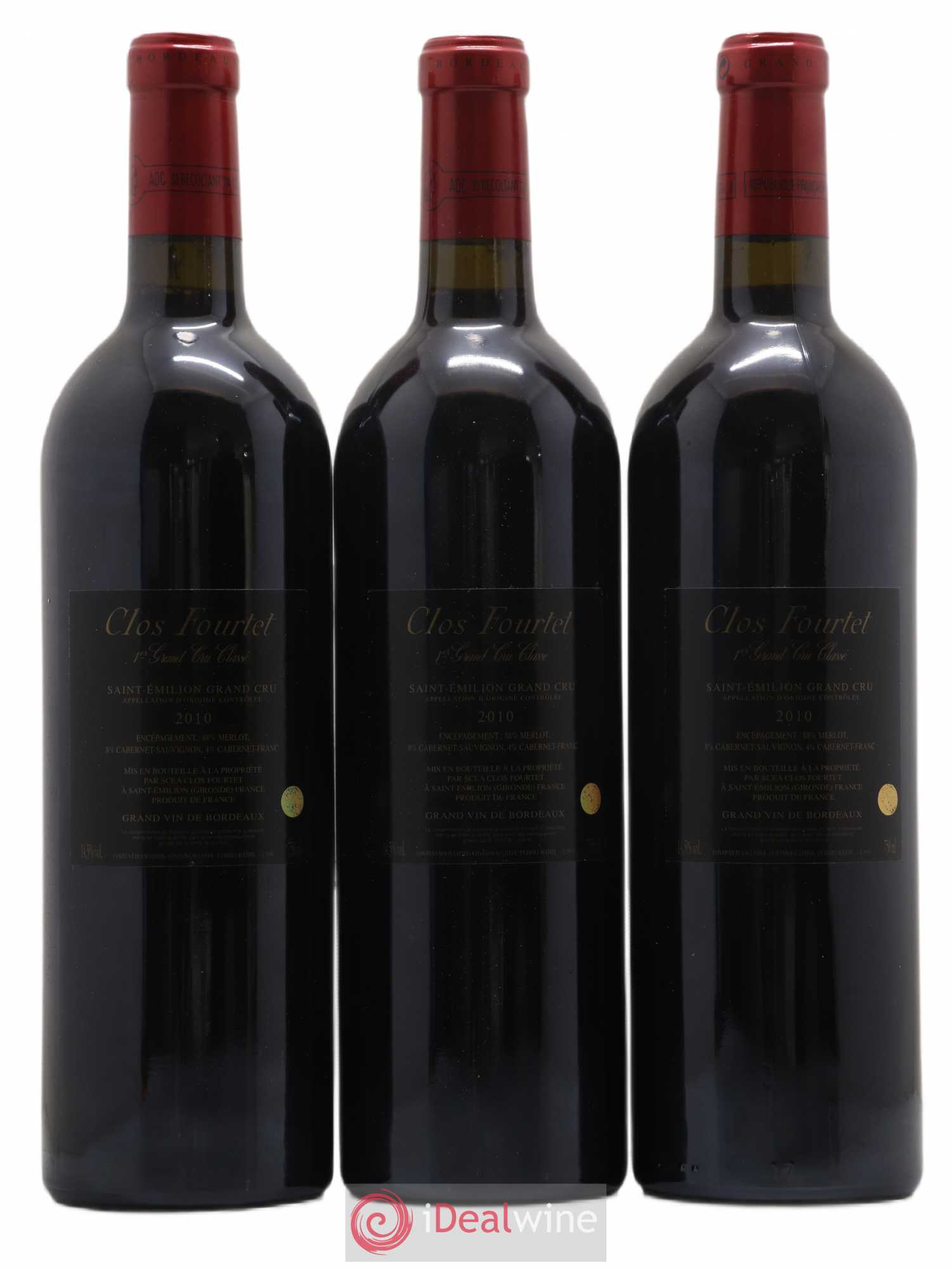 Clos Fourtet 1er Grand Cru Classé B 2010 - Lot de 3 bouteilles - 1