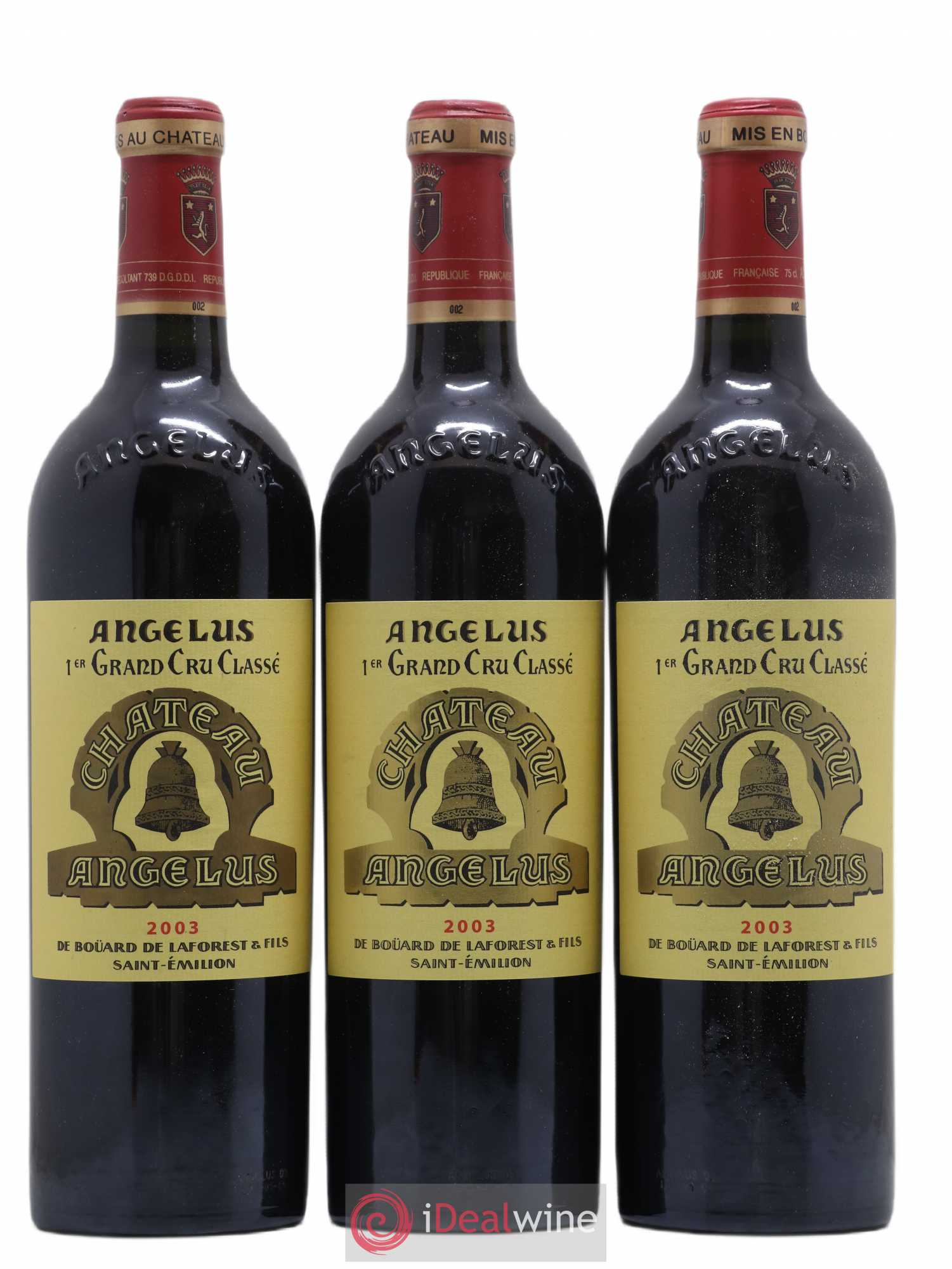 Château Angélus 1er Grand Cru Classé A 2003 - Lot de 3 bouteilles - 0