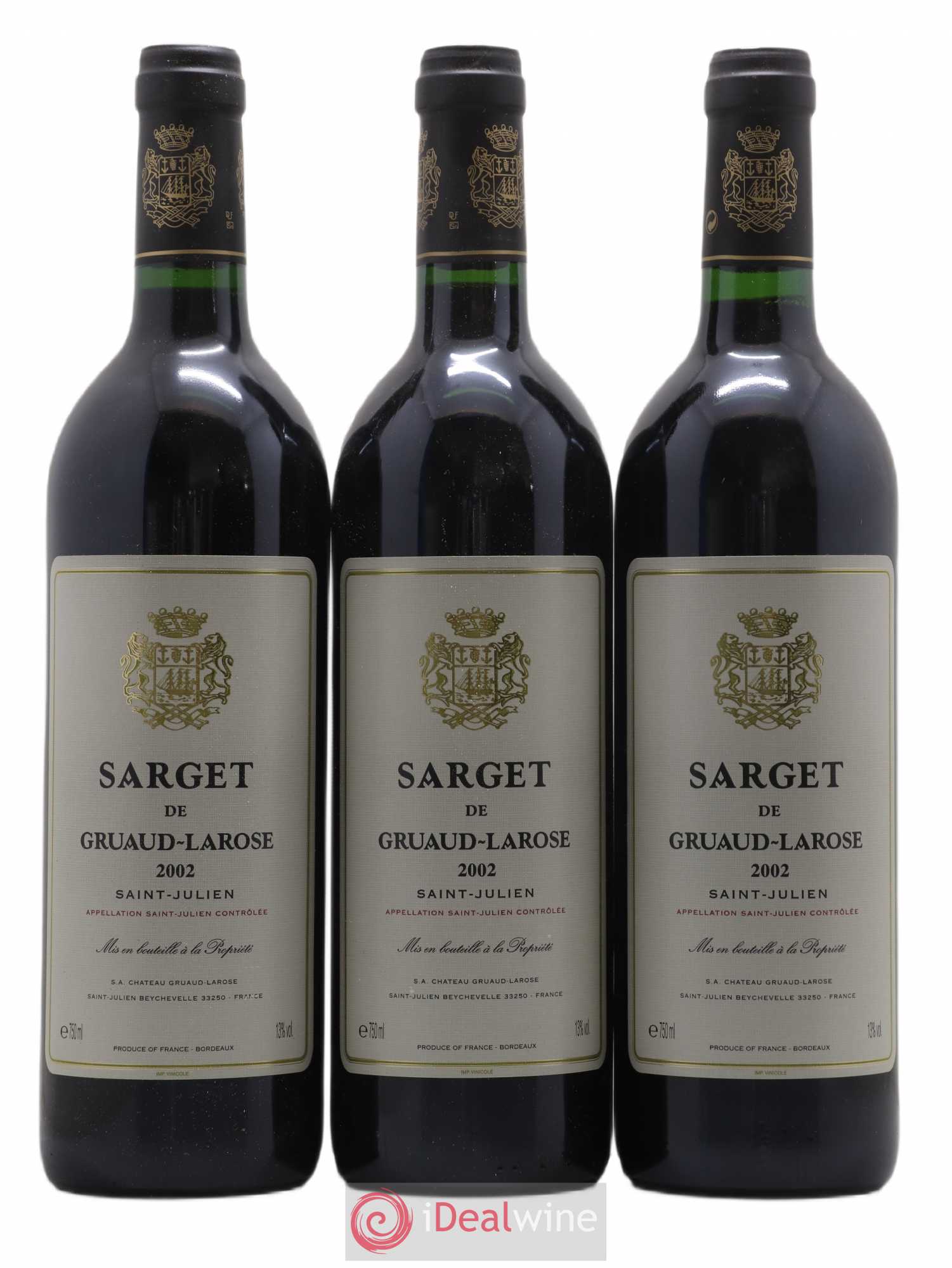 Sarget de Gruaud Larose Second Vin 2002 - Lot de 3 bouteilles - 0