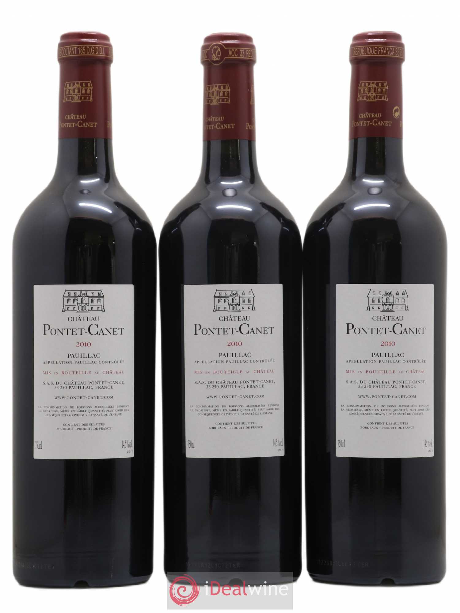 Château Pontet Canet 5ème Grand Cru Classé 2010 - Lot de 3 bouteilles - 1