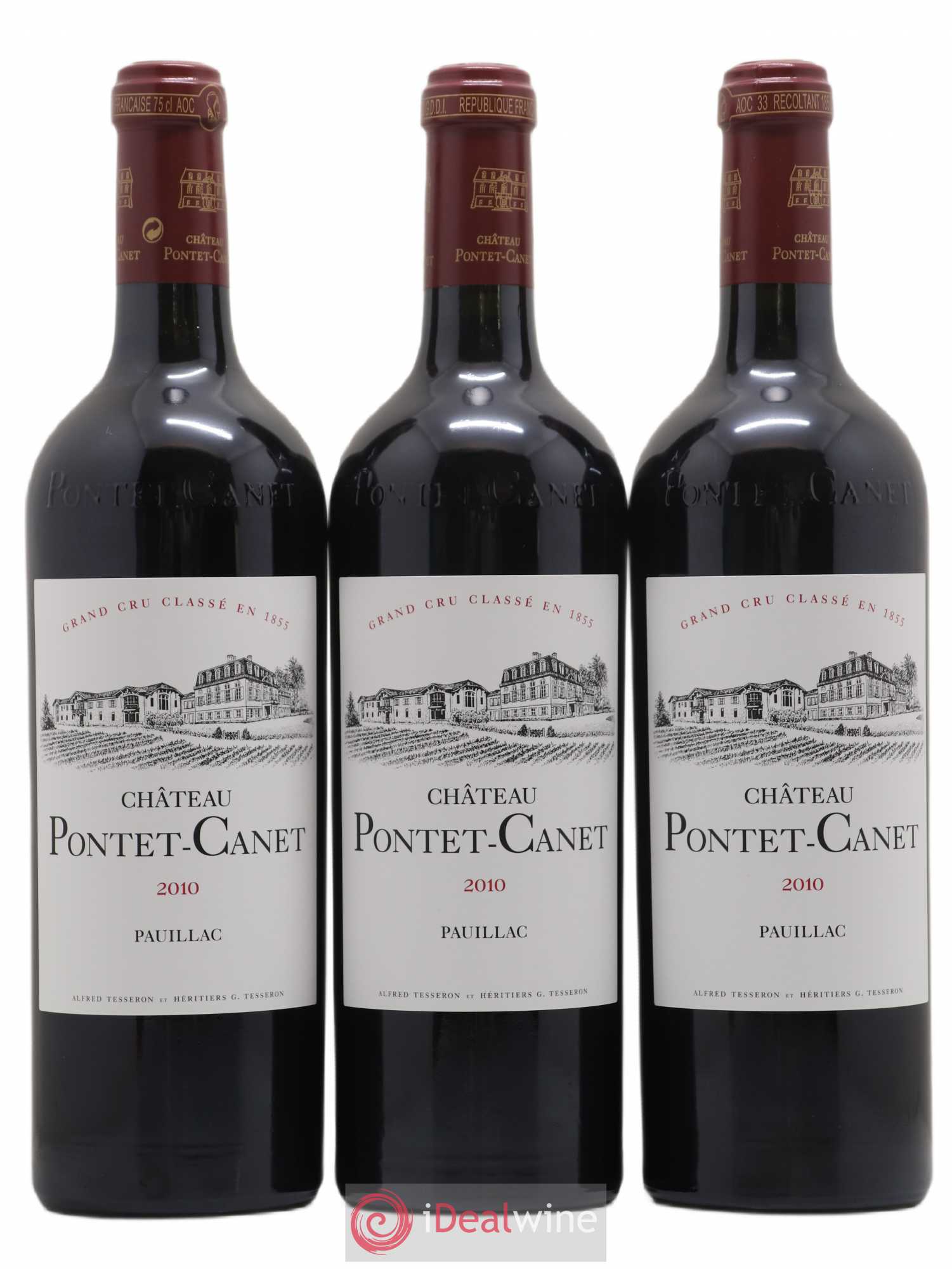 Château Pontet Canet 5ème Grand Cru Classé 2010 - Lot de 3 bouteilles - 0