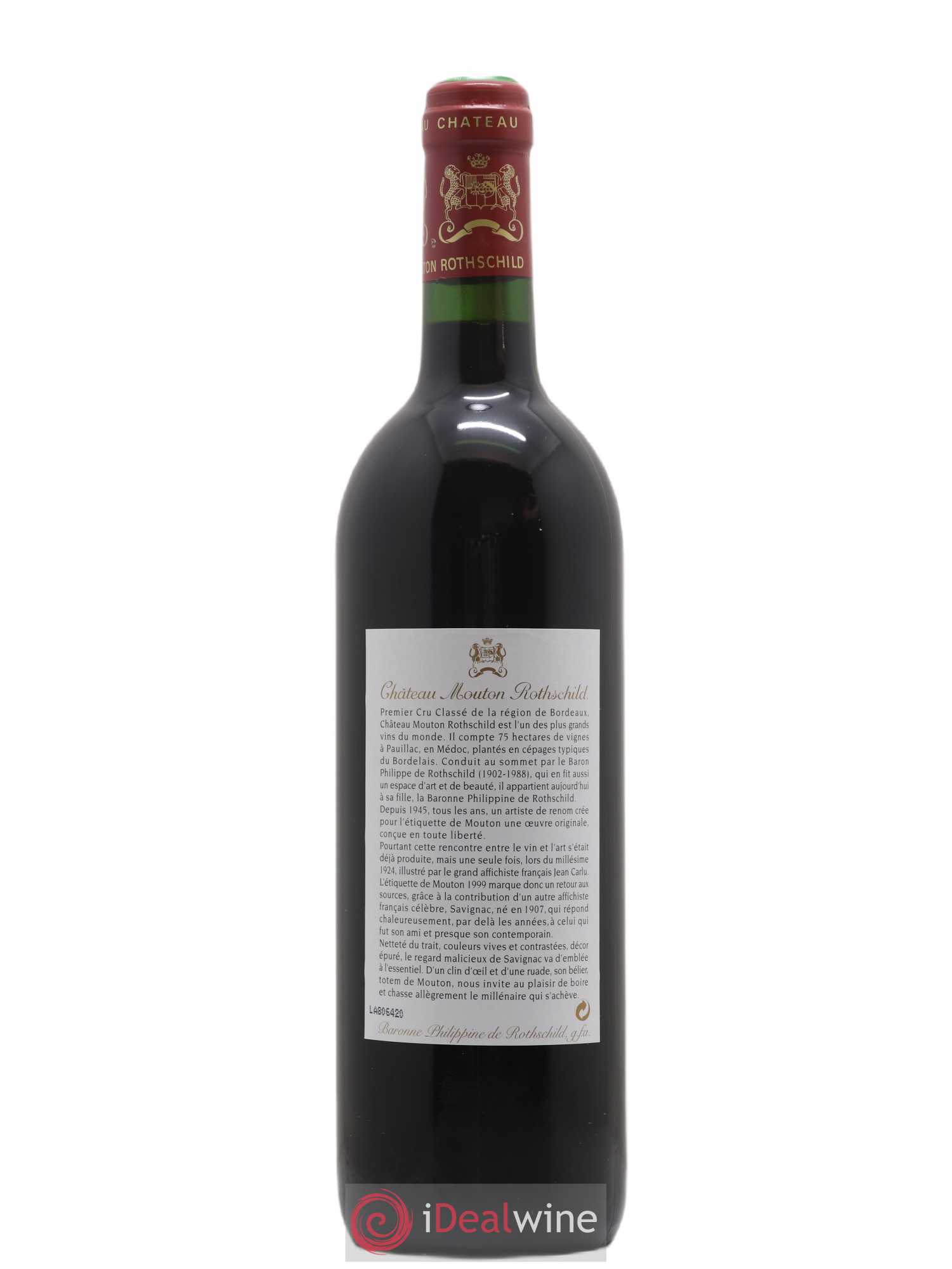 Château Mouton Rothschild 1er Grand Cru Classé 1999 - Lot de 1 bouteille - 1