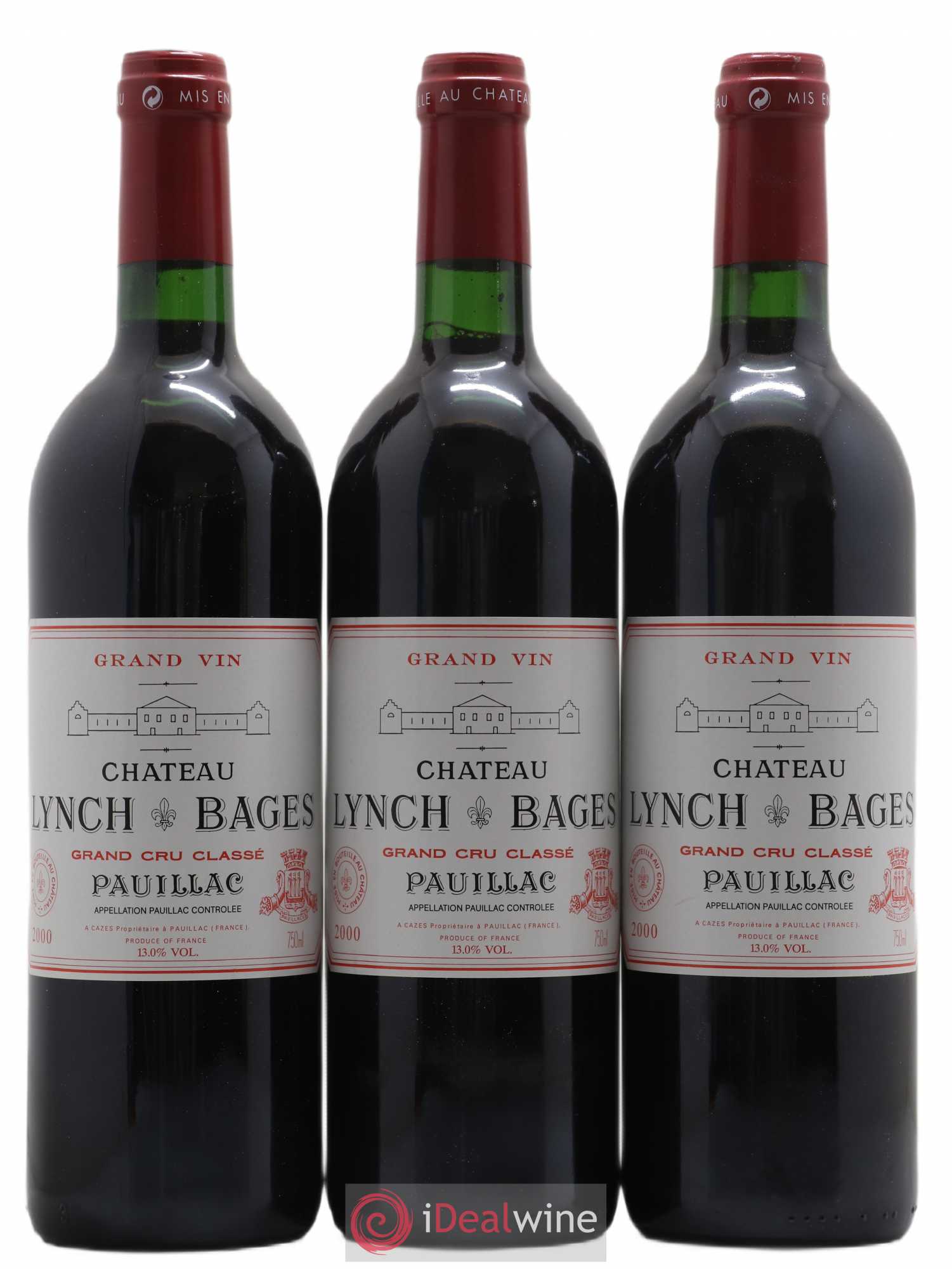Château Lynch Bages 5ème Grand Cru Classé 2000 - Lot de 3 bouteilles - 0