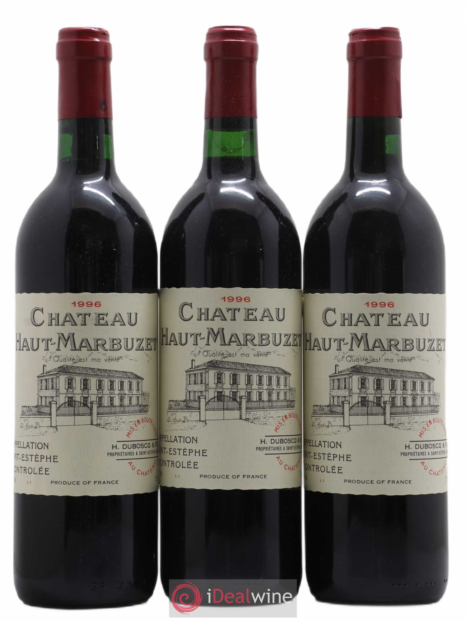 Château Haut Marbuzet 1996 - Lot de 3 bouteilles - 0