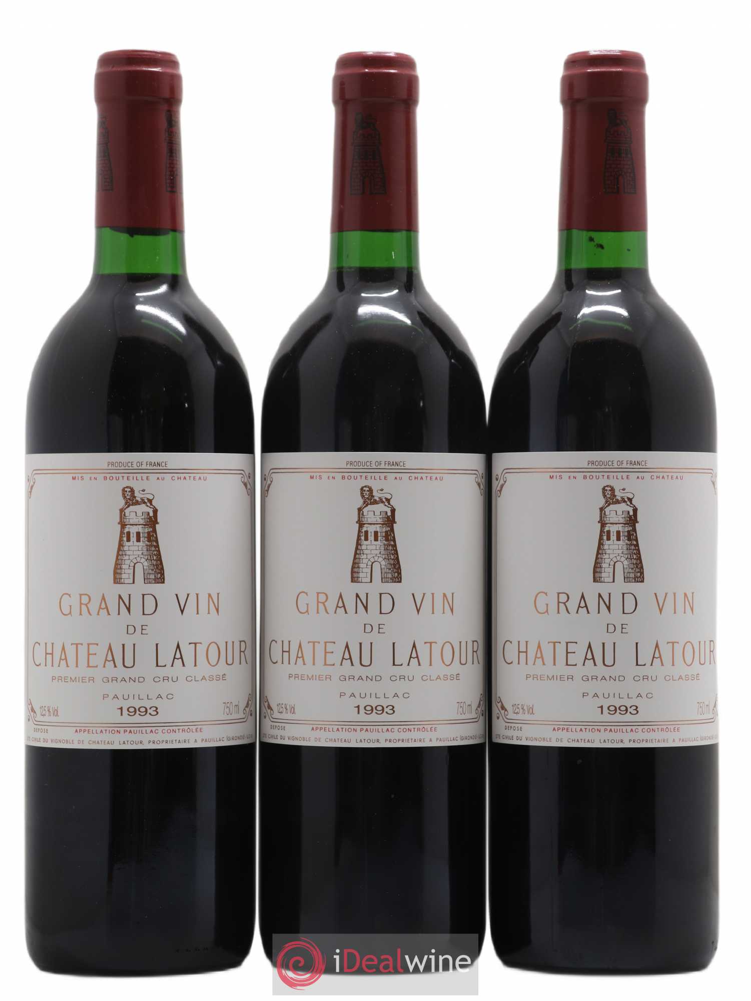 Château Latour 1er Grand Cru Classé 1993 - Lot de 3 bouteilles - 0