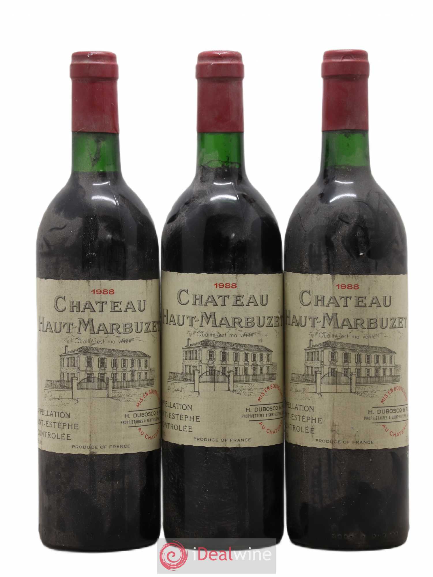 Château Haut Marbuzet 1988 - Lot de 3 bouteilles - 0