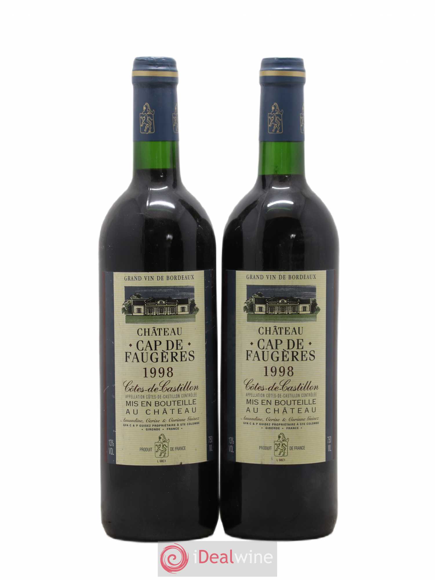 Château Cap de Faugères 1998 - Lot de 2 bouteilles - 0