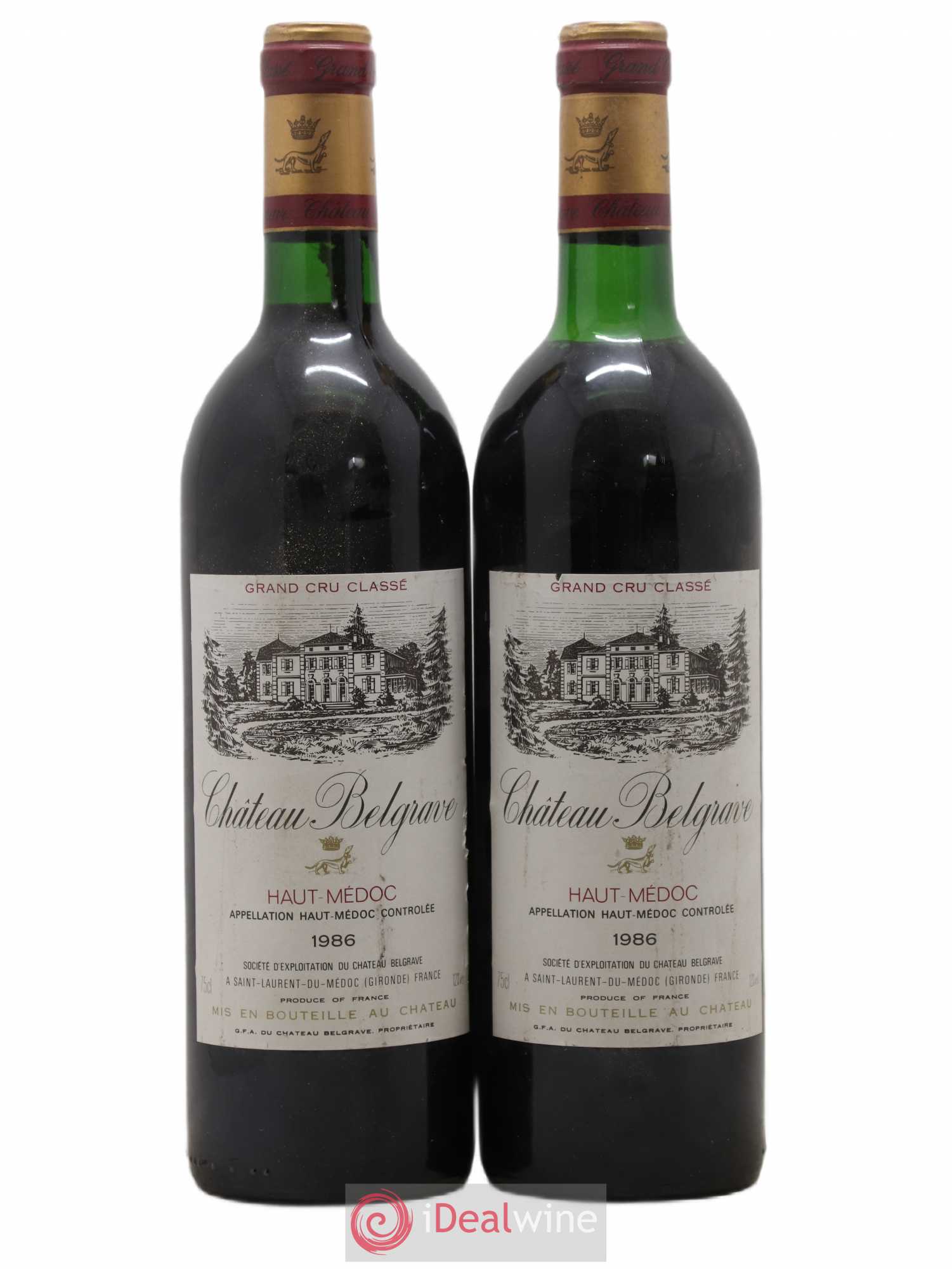 Château Belgrave 5ème Grand Cru Classé 1986 - Lot de 2 bouteilles - 0