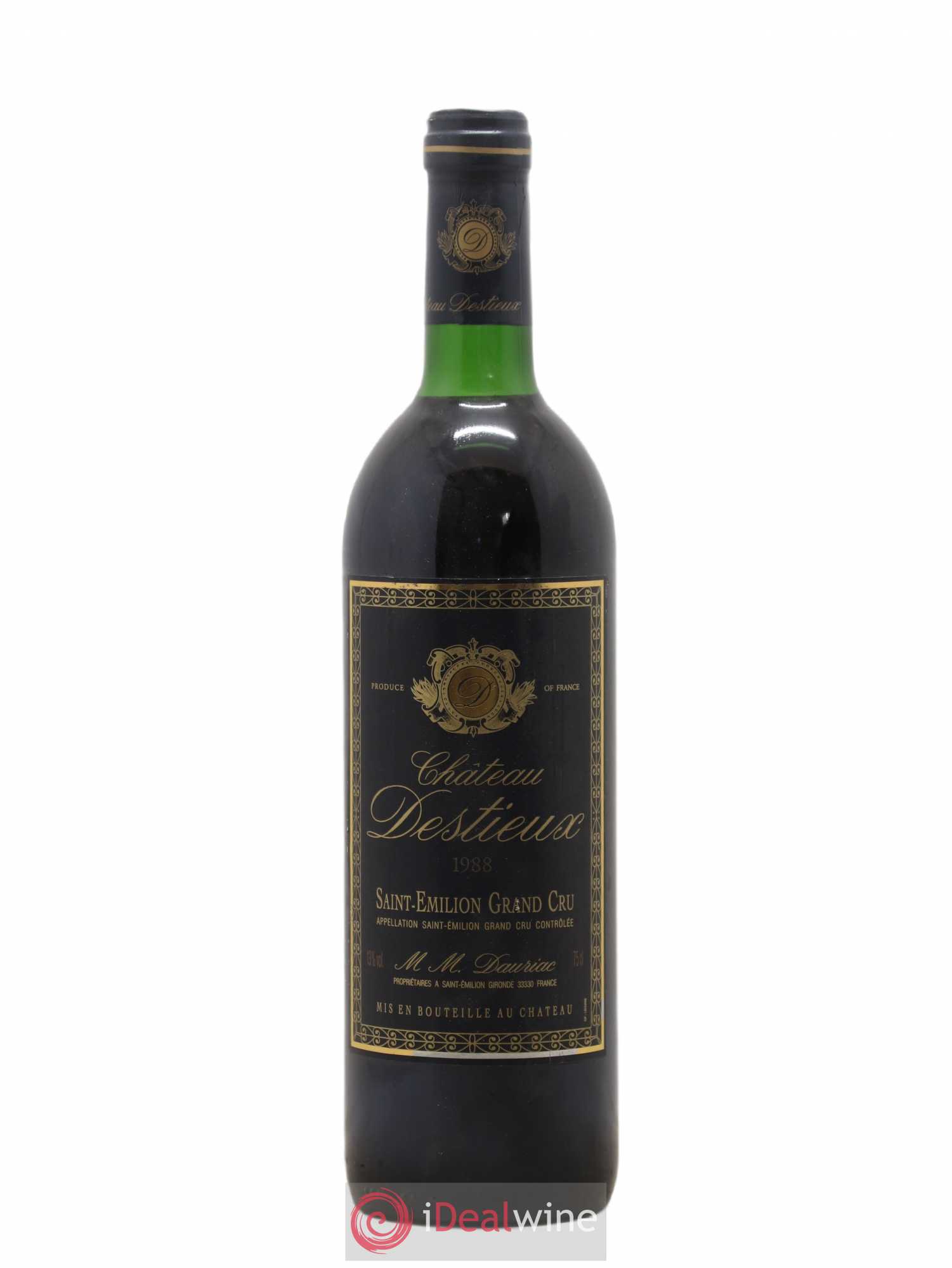 Château Destieux Grand Cru Classé 1988 - Lot de 1 bouteille - 0