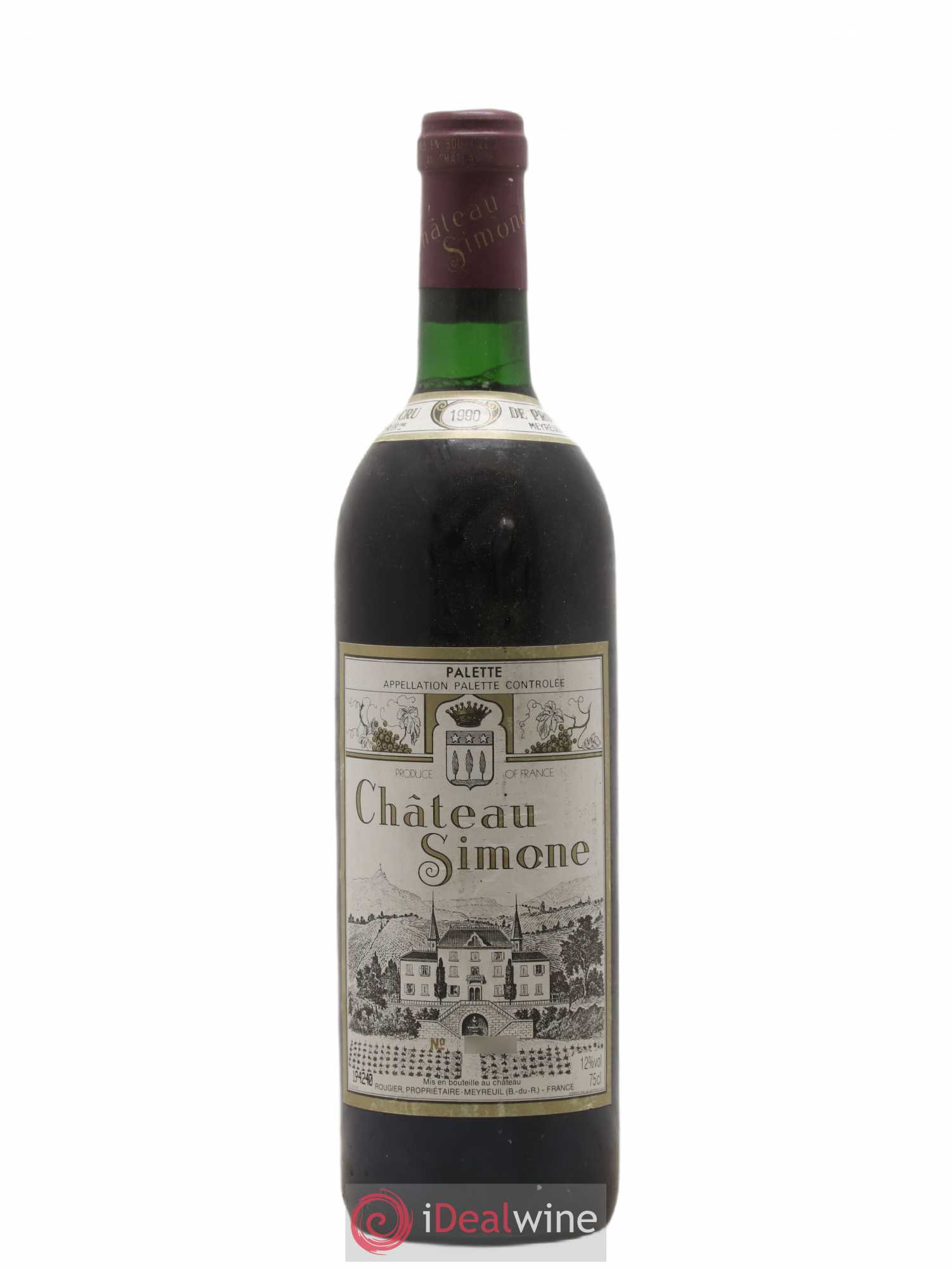 Palette Château Simone Famille Rougier 1990 - Lot de 1 bouteille - 0