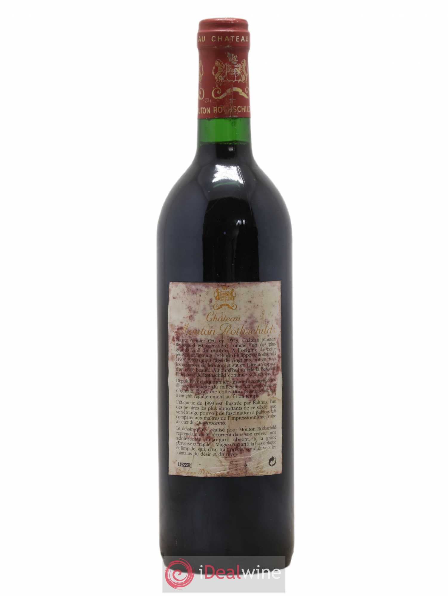 Château Mouton Rothschild 1er Grand Cru Classé 1993 - Lot de 1 bouteille - 1