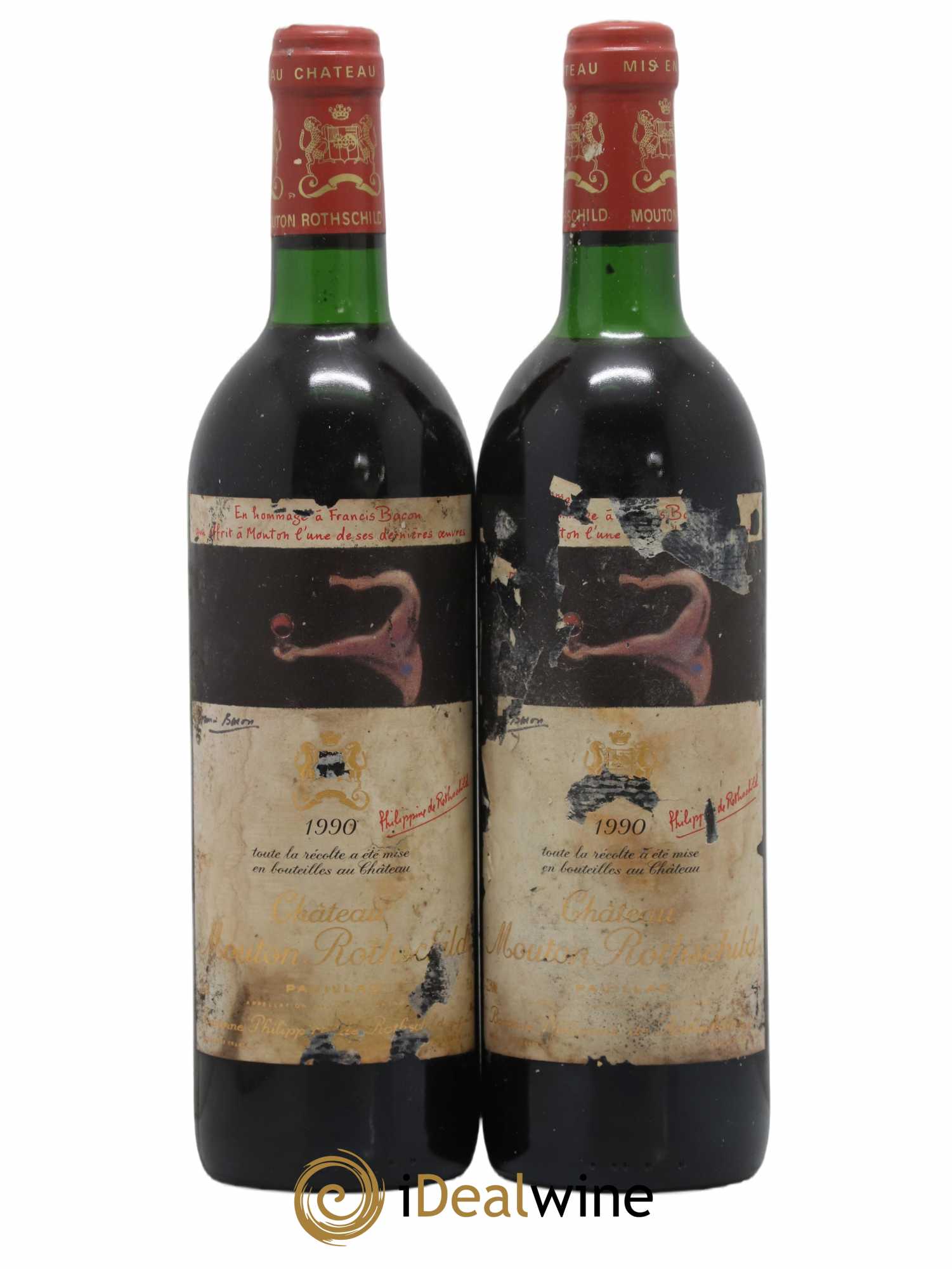 Château Mouton Rothschild 1er Grand Cru Classé 1990 - Lot de 2 bouteilles - 0