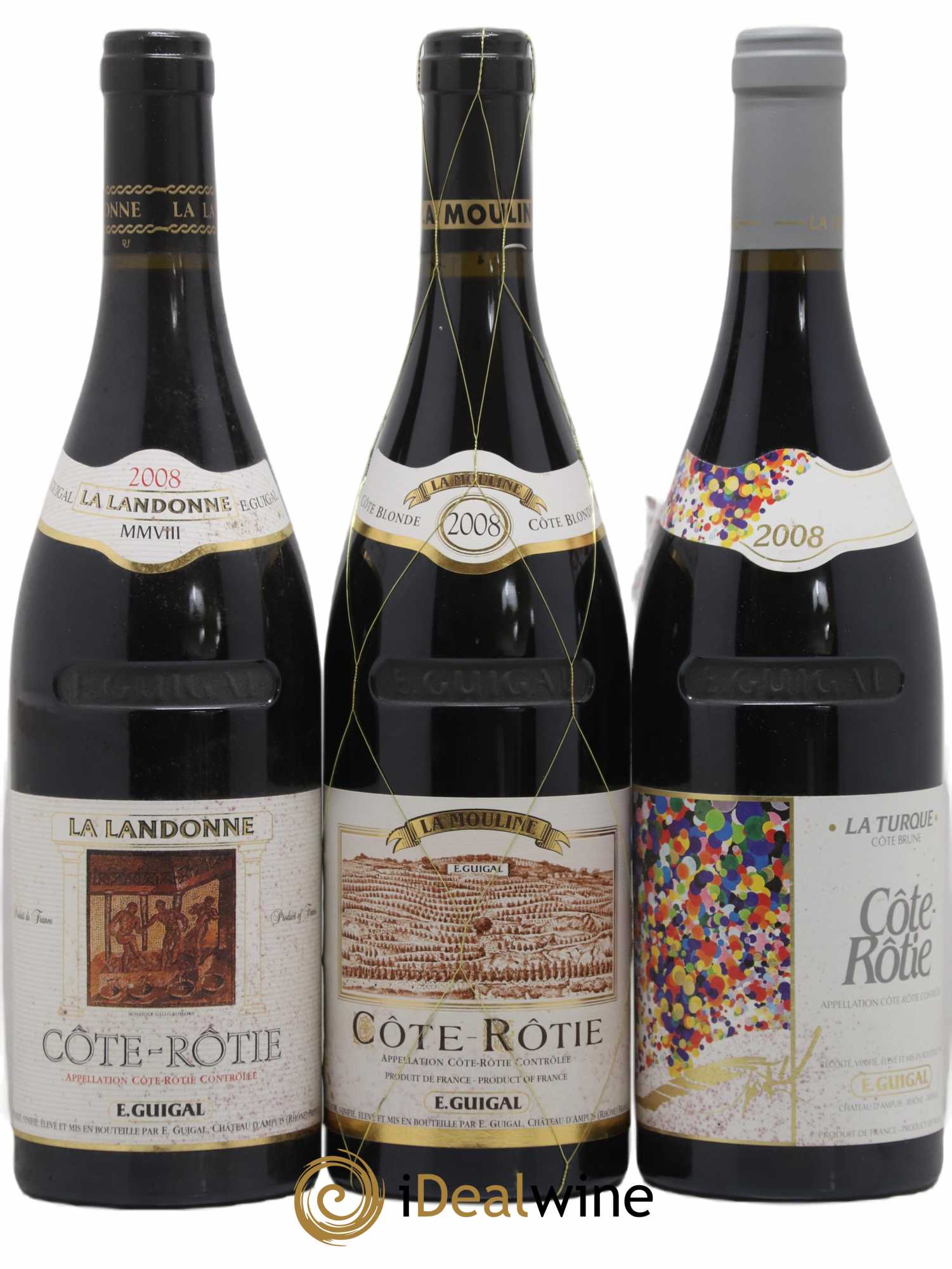 Côte-Rôtie Guigal Trilogie La Turque - La Landonne - La Mouline 2008 - Lot de 3 bouteilles - 0