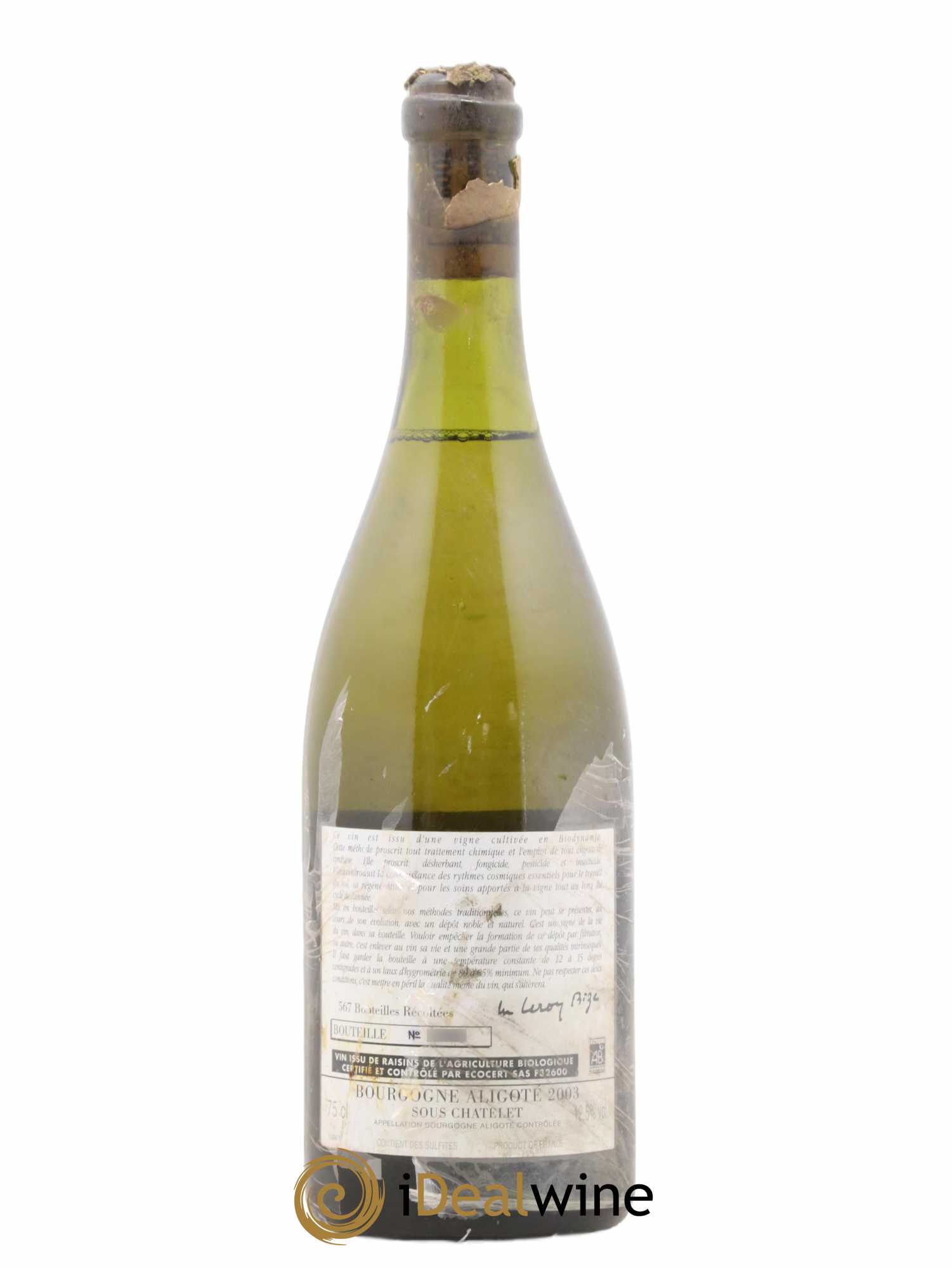 Bourgogne Aligoté Sous Chatelet d'Auvenay (Domaine) 2003 - Lot de 1 bouteille - 1