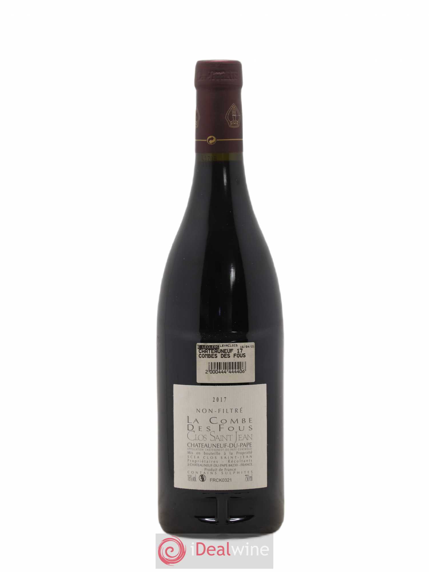 Châteauneuf-du-Pape Clos Saint-Jean La Combe des Fous Pascal et Vincent Maurel 2017 - Lot de 1 bouteille - 1
