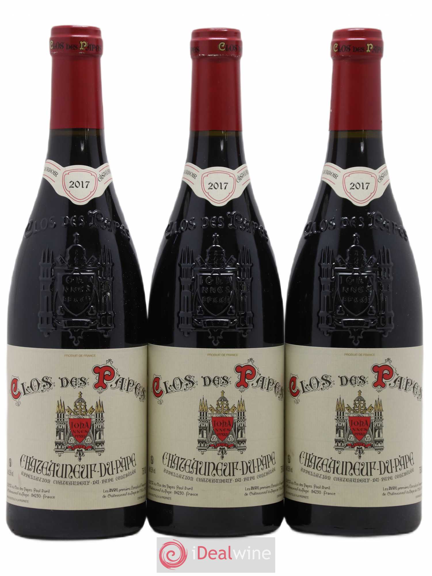 Châteauneuf-du-Pape Clos des Papes - Paul Avril 2017 - Lot de 3 bouteilles - 0