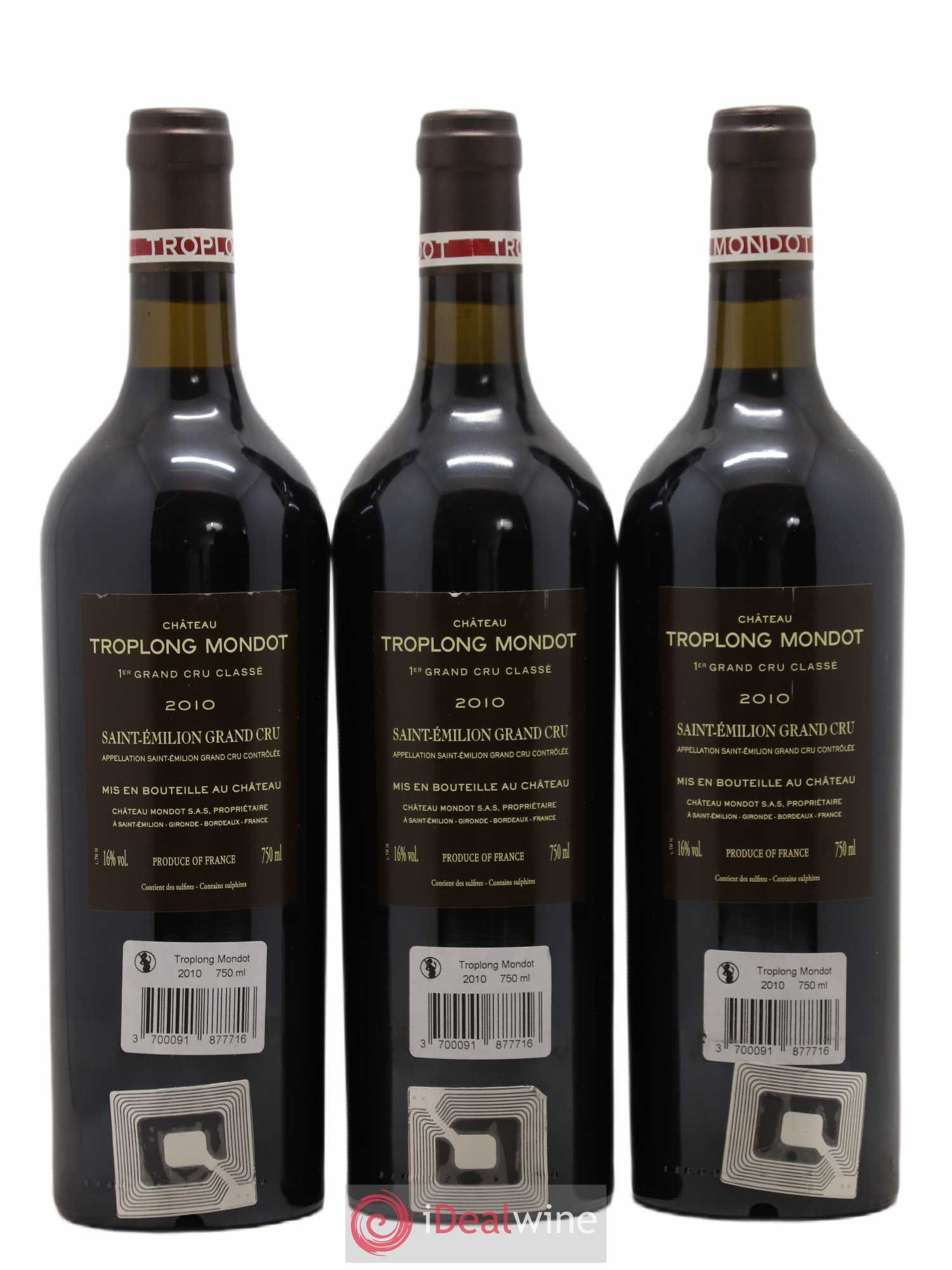 Château Troplong Mondot 1er Grand Cru Classé B 2010 - Lot de 3 bouteilles - 1