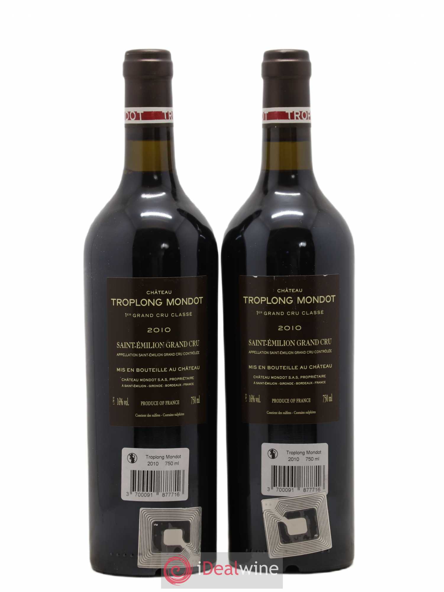 Château Troplong Mondot 1er Grand Cru Classé B 2010 - Lot de 2 bouteilles - 1