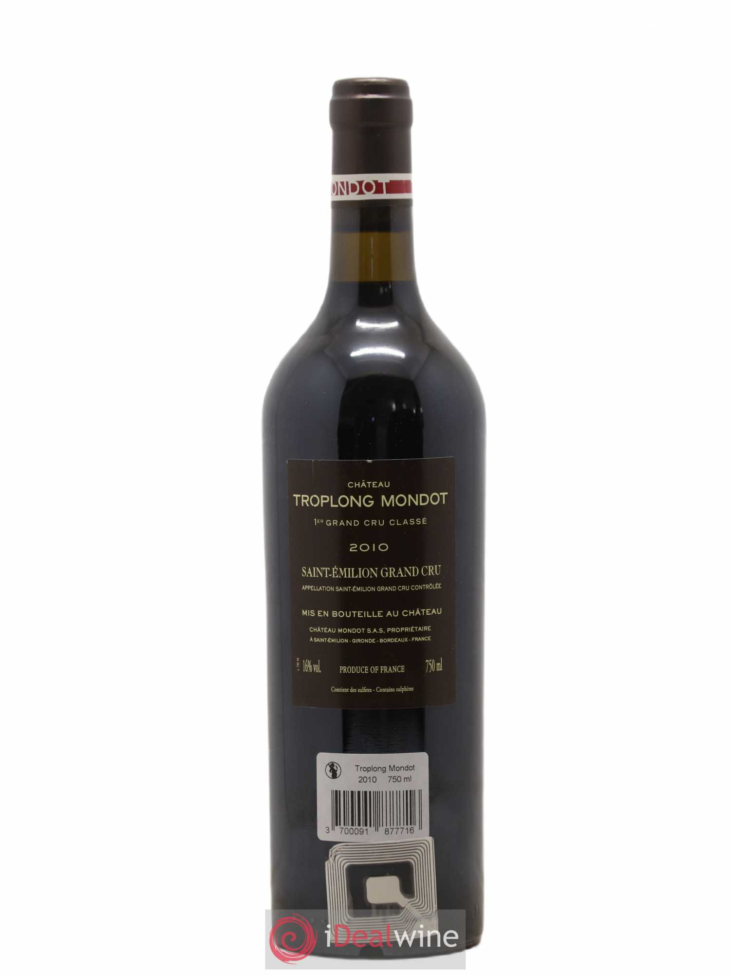 Château Troplong Mondot 1er Grand Cru Classé B 2010 - Lot de 1 bouteille - 1