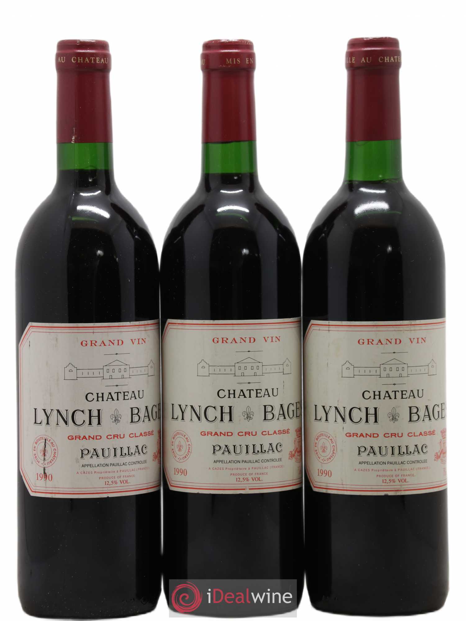 Château Lynch Bages 5ème Grand Cru Classé 1990 - Lot de 3 bouteilles - 0