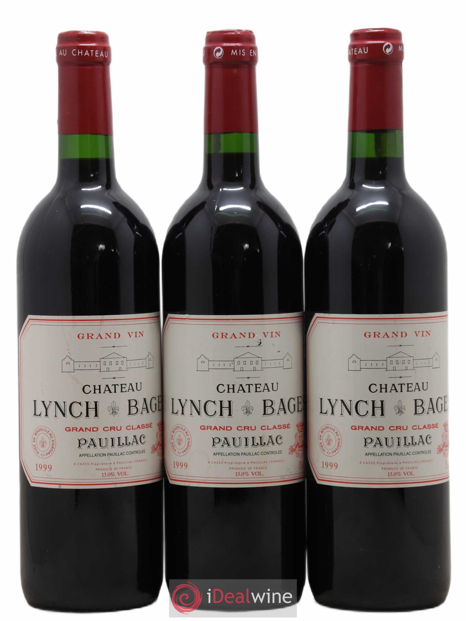 Château Lynch Bages 5ème Grand Cru Classé 1999 - Lot de 3 bouteilles - 0