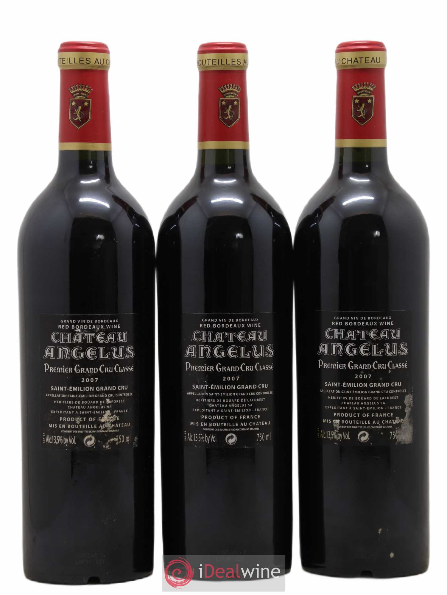 Château Angélus 1er Grand Cru Classé A 2007 - Lot de 3 bouteilles - 1