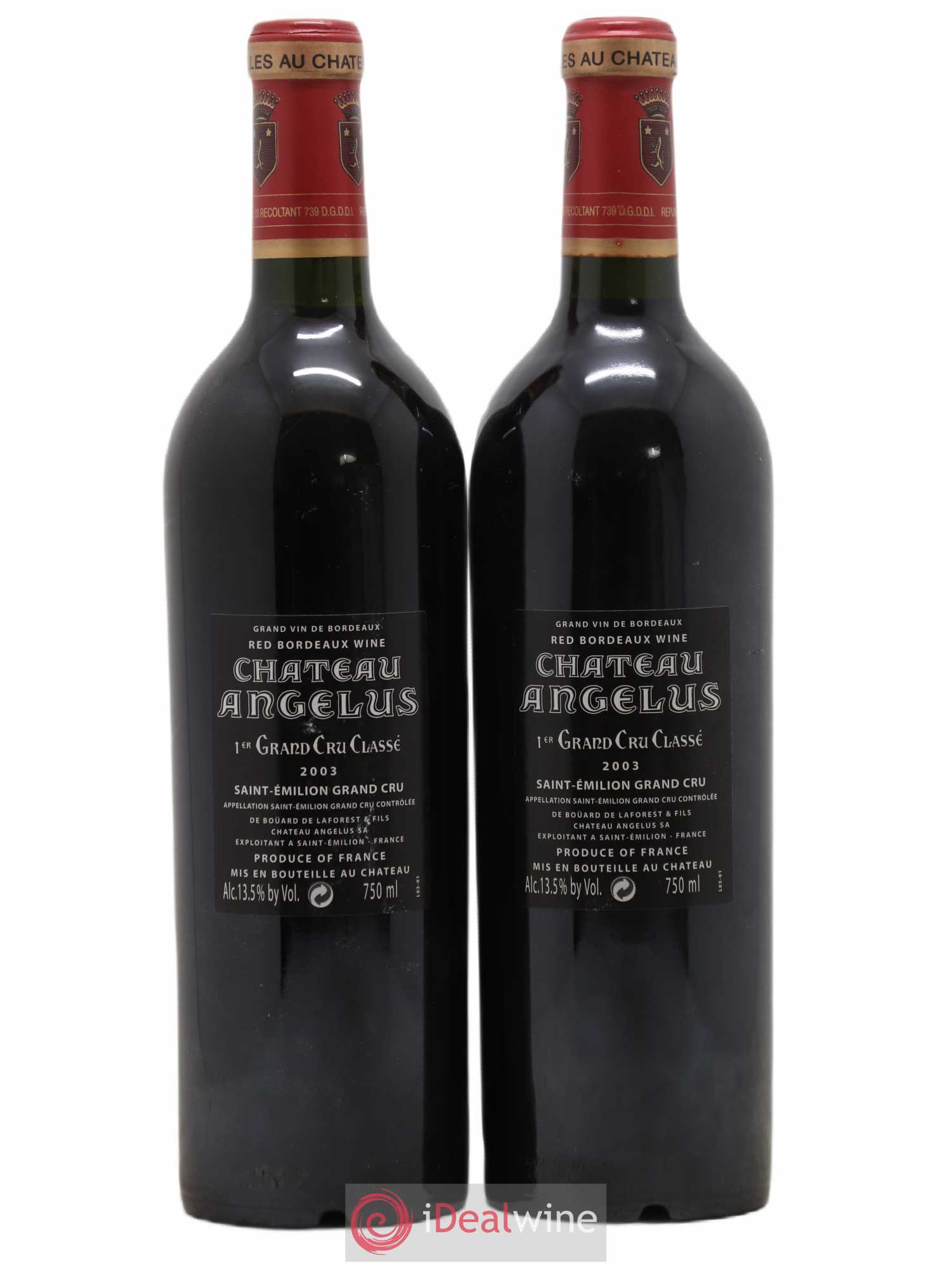 Château Angélus 1er Grand Cru Classé A 2003 - Lot de 2 bouteilles - 1
