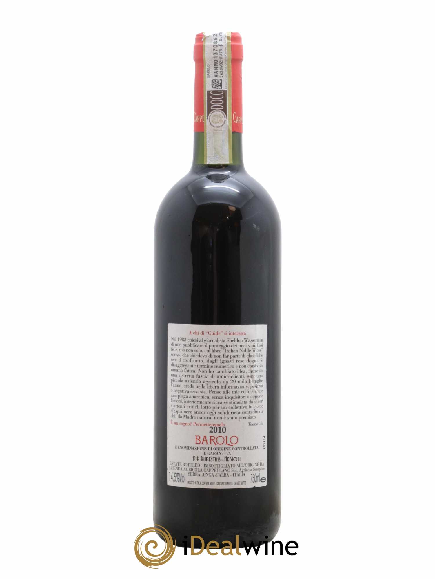 Barolo DOCG Pie Rupestris Cappellano Otin Fiorin 2010 - Lotto di 1 bottiglia - 1