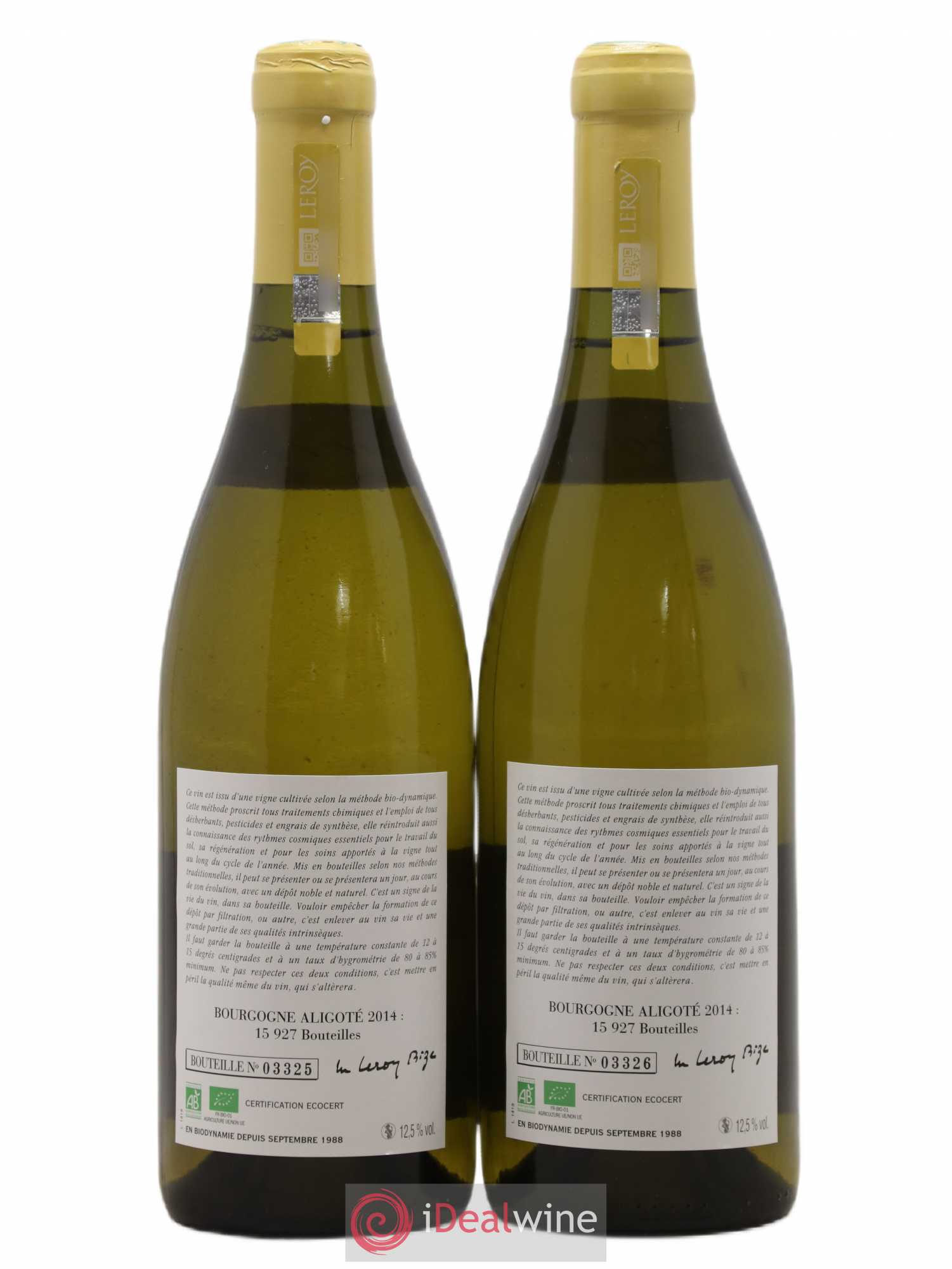 Bourgogne Aligoté Leroy (Domaine) 2014 - Posten von 2 Flaschen - 1