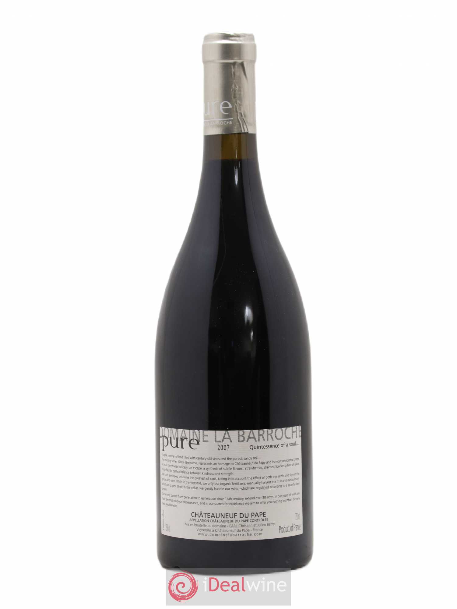 Châteauneuf-du-Pape Cuvée Pure Domaine La Barroche 2007 - Lot de 1 bouteille - 1