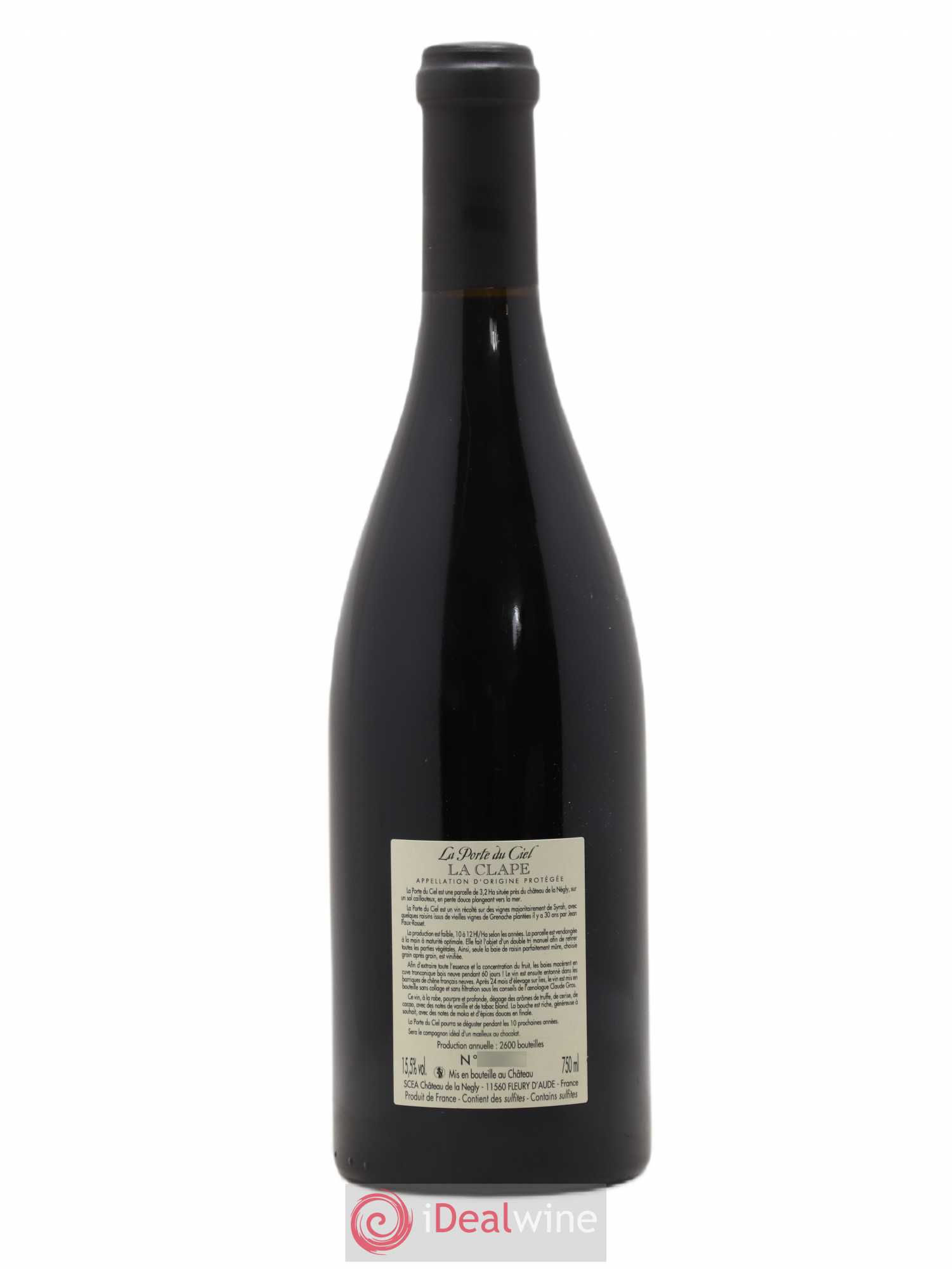 Coteaux du Languedoc La Clape Château de La Négly La Porte du Ciel Jean Paux-Rosset 2015 - Lot de 1 bouteille - 1