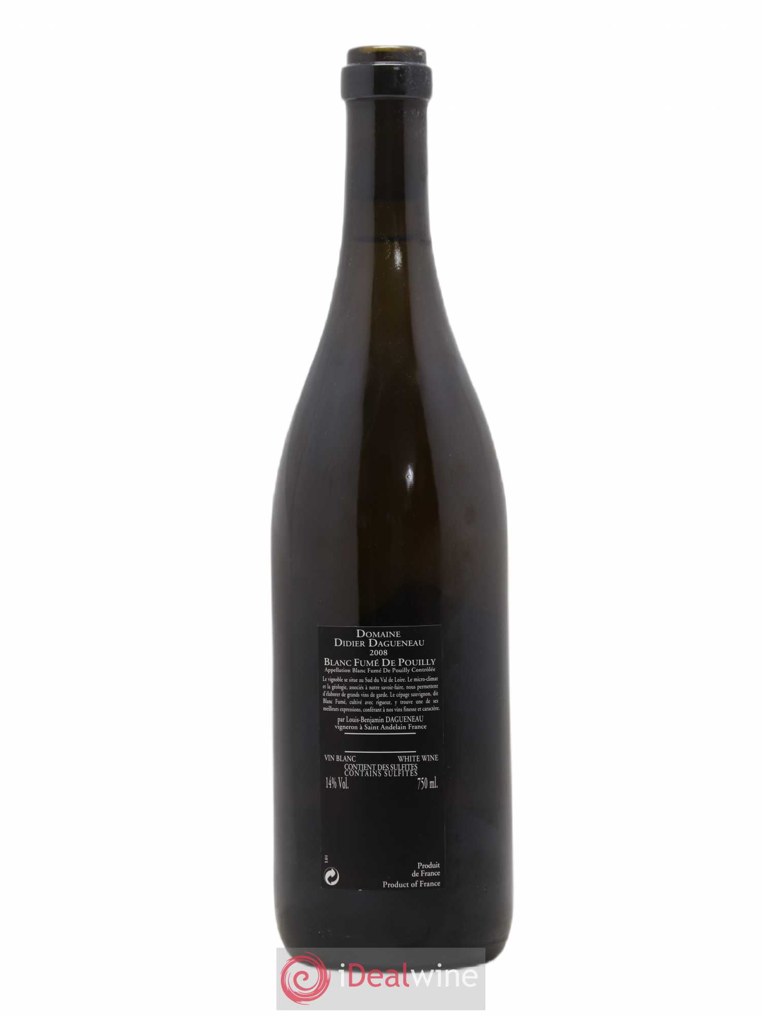 Vin de France (anciennement Pouilly-Fumé) Silex Dagueneau (Domaine Didier - Louis-Benjamin) 2008 - Lot de 1 bouteille - 1