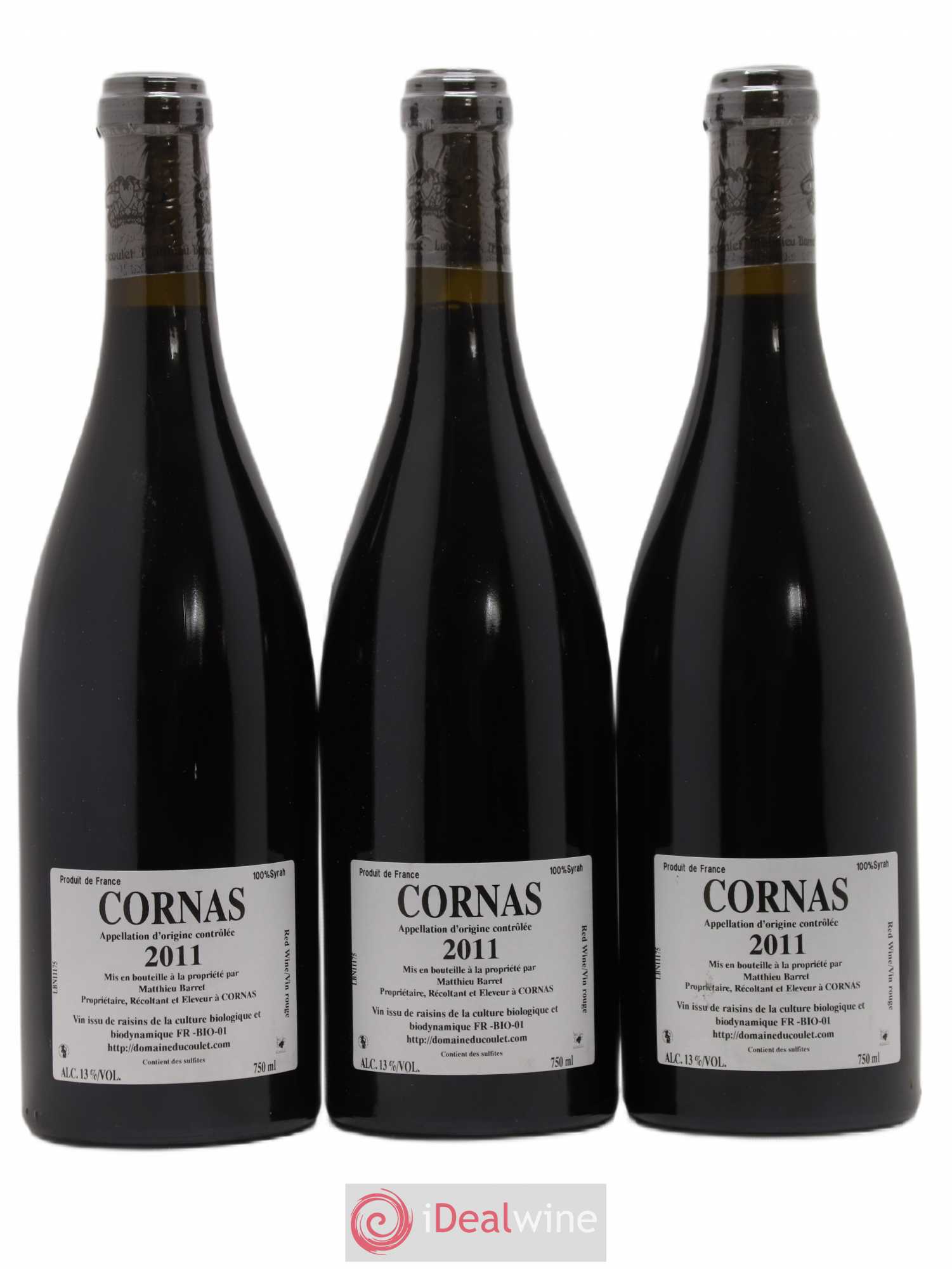 Cornas Billes Noires Coulet (Domaine du) - Matthieu Barret 2011 - Lot de 3 bouteilles - 1