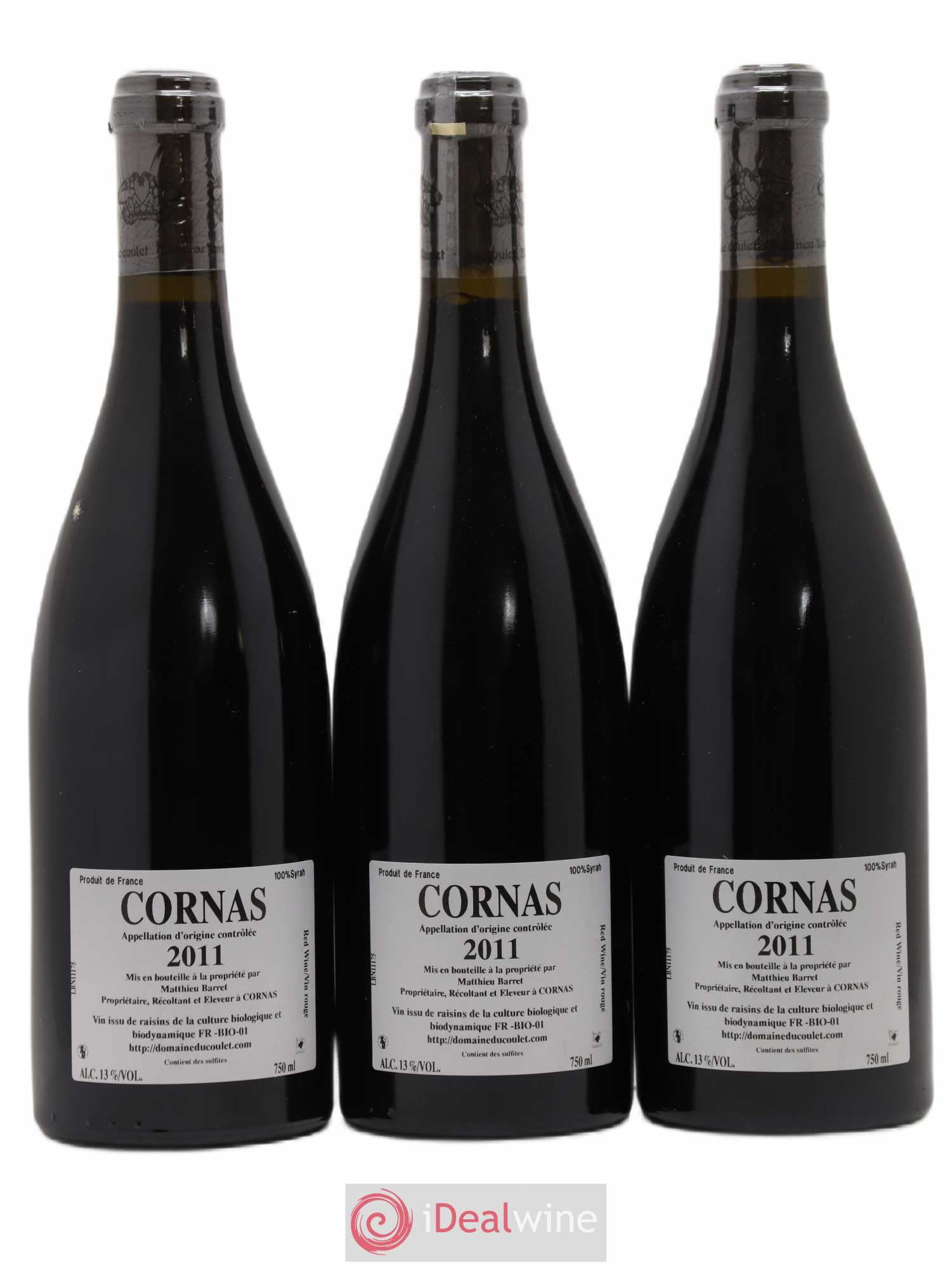 Cornas Billes Noires Coulet (Domaine du) - Matthieu Barret 2011 - Lot de 3 bouteilles - 1