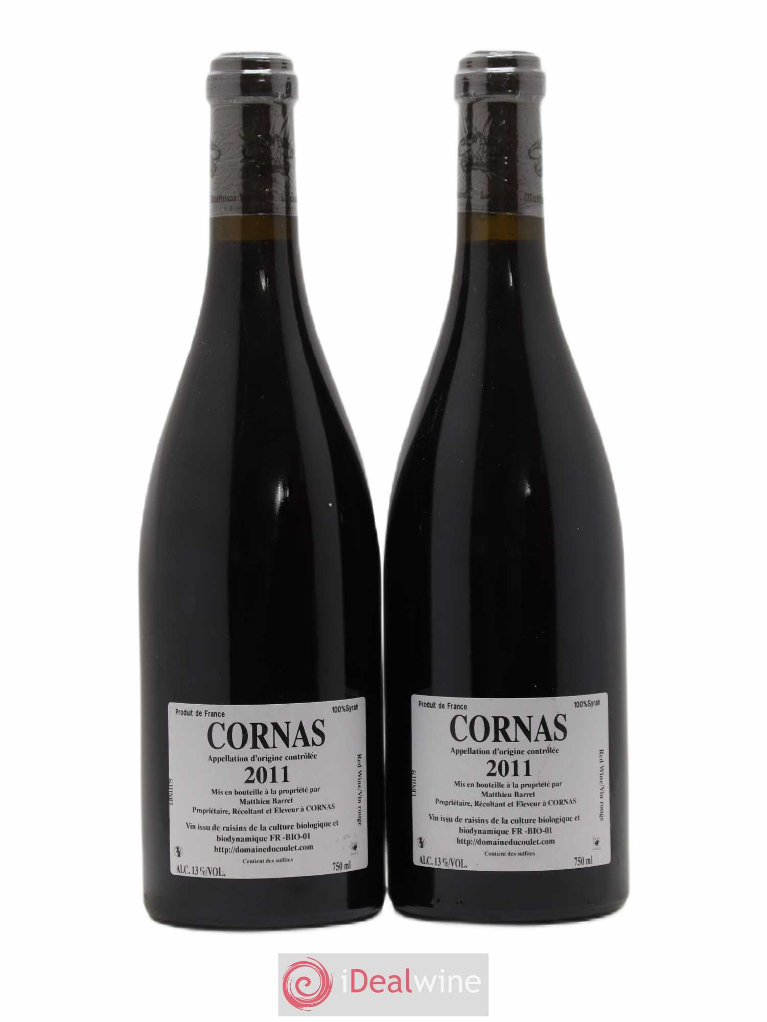 Cornas Billes Noires Coulet (Domaine du) - Matthieu Barret 2011 - Lot de 2 bouteilles - 1