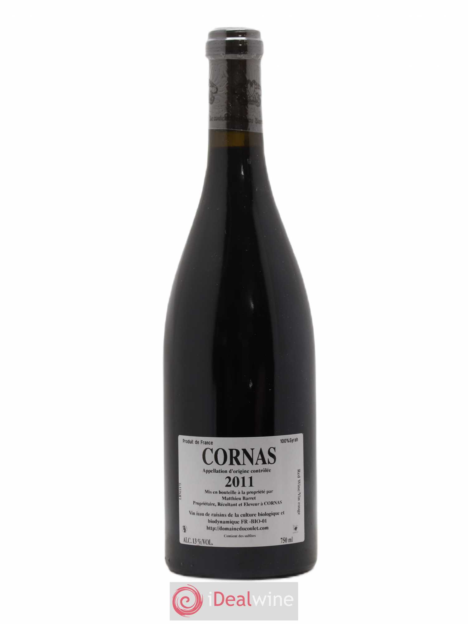 Cornas Billes Noires Coulet (Domaine du) - Matthieu Barret 2011 - Lot de 1 bouteille - 1