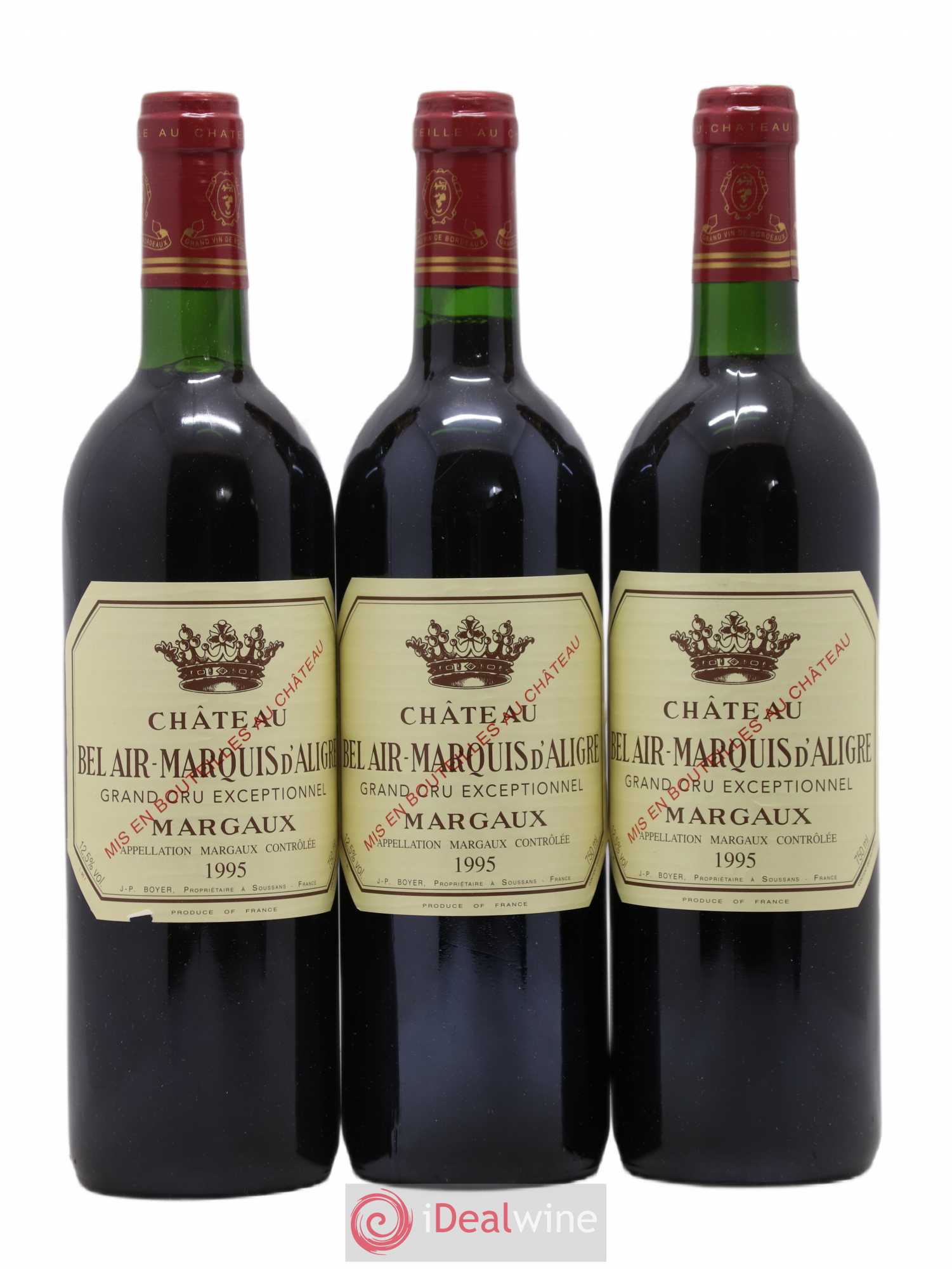 Château Bel Air Marquis d'Aligre 1995 - Lot de 3 bouteilles - 0