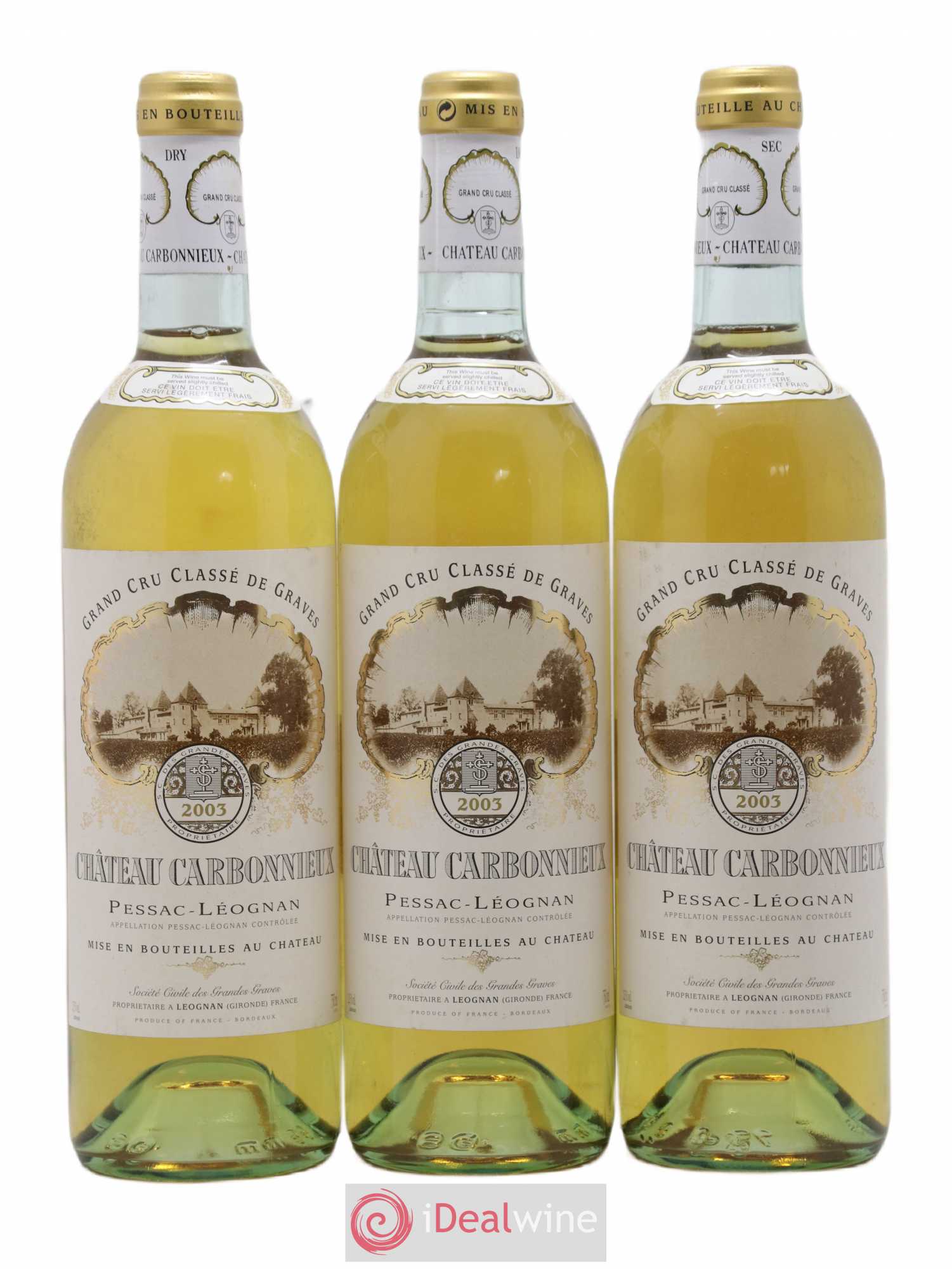 Château Carbonnieux Cru Classé de Graves 2003 - Lot de 3 bouteilles - 0