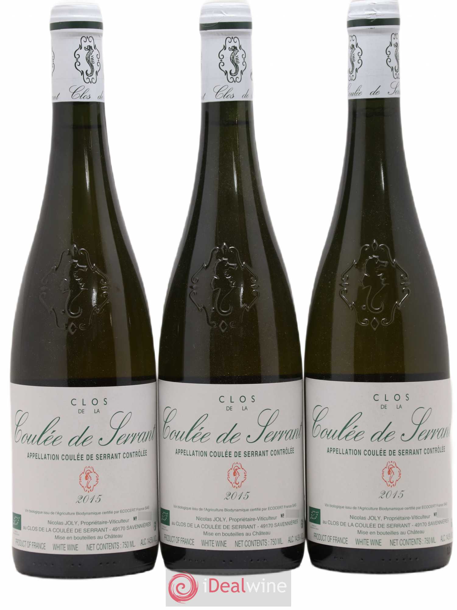 Savennières Clos de la Coulée de Serrant Vignobles de la Coulée de Serrant - Nicolas Joly 2015 - Lot de 3 bouteilles - 0