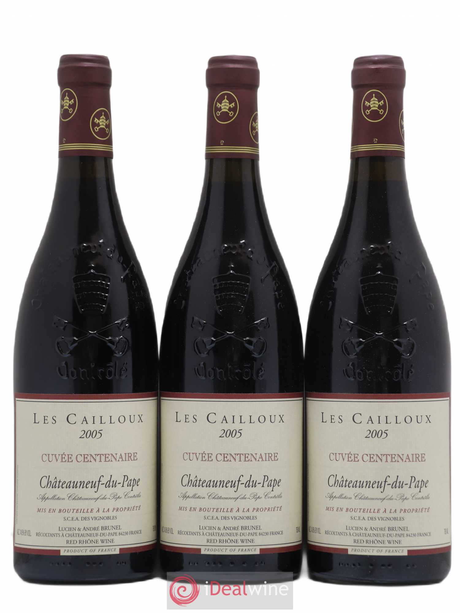 Châteauneuf-du-Pape Les Cailloux Cuvée Centenaire André Brunel 2005 - Lot de 3 bouteilles - 0