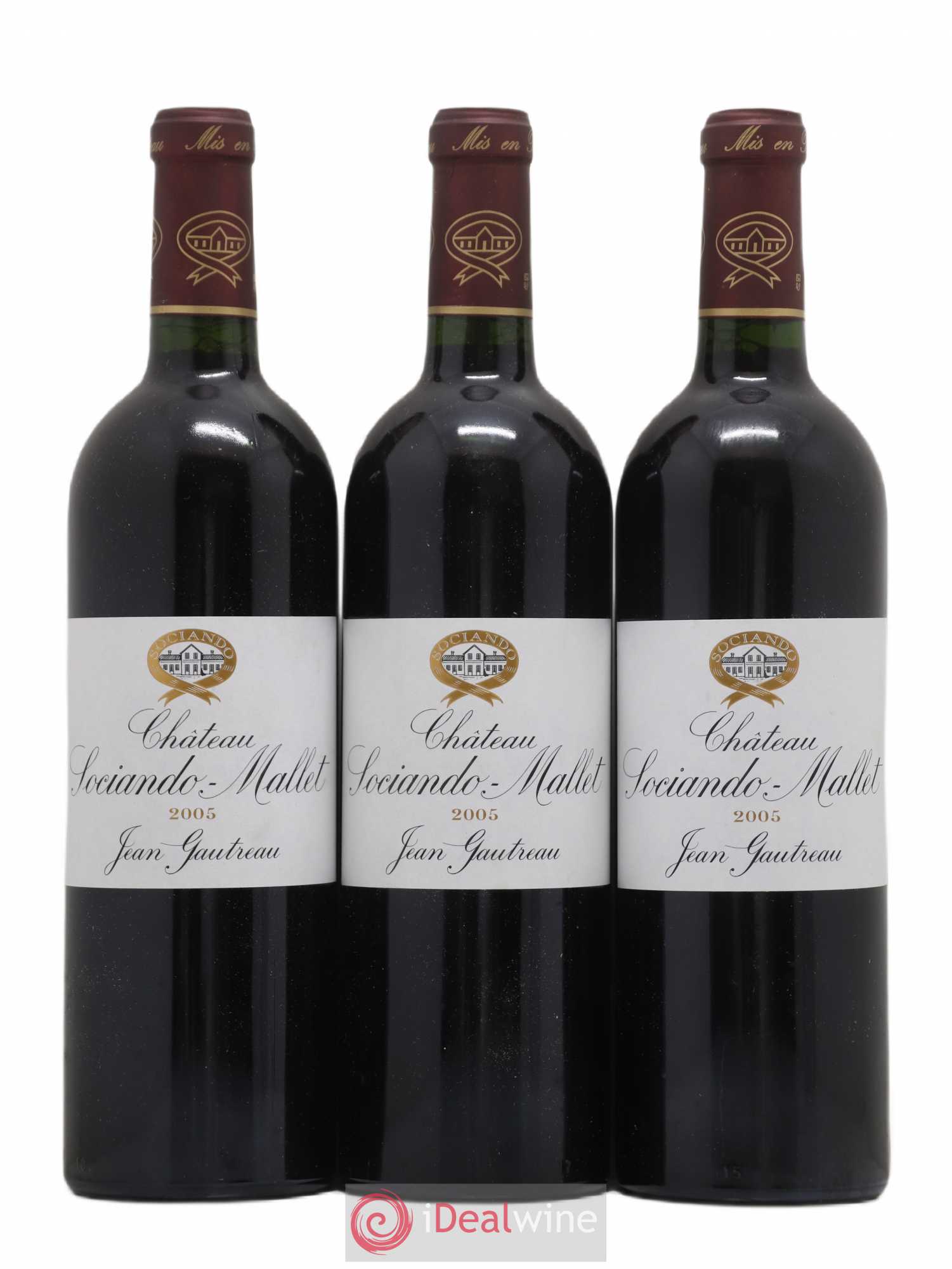Château Sociando Mallet 2005 - Lot de 3 bouteilles - 0