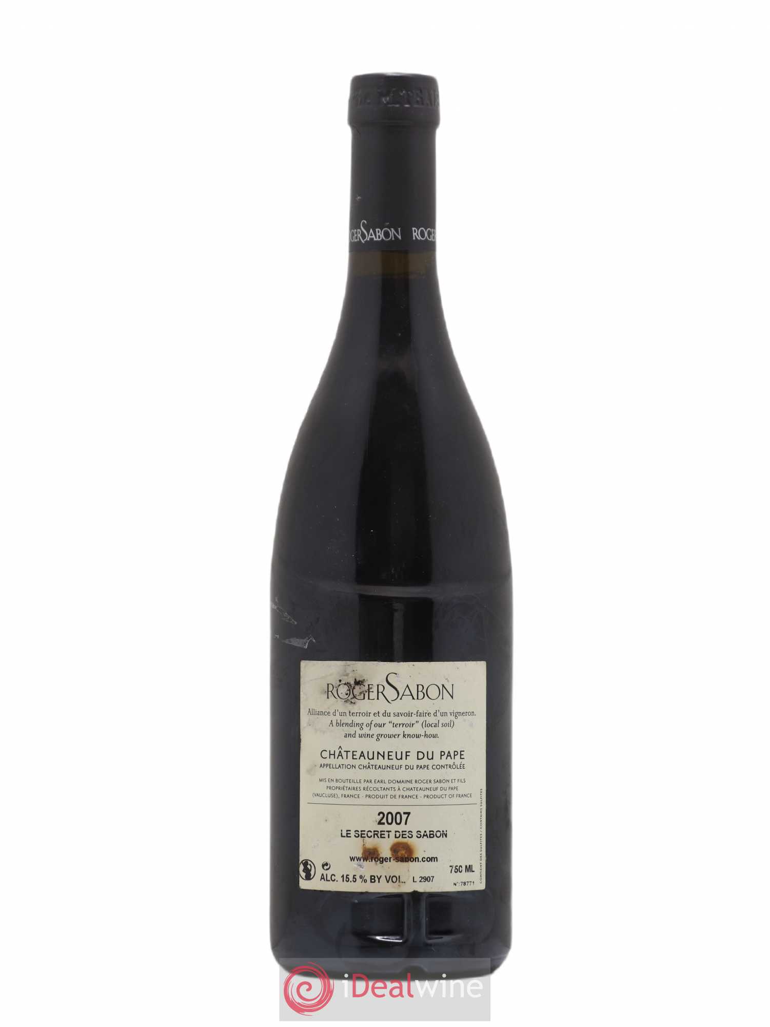 Châteauneuf-du-Pape Le Secret des Sabon Domaine Roger Sabon 2007 - Lot de 1 bouteille - 1